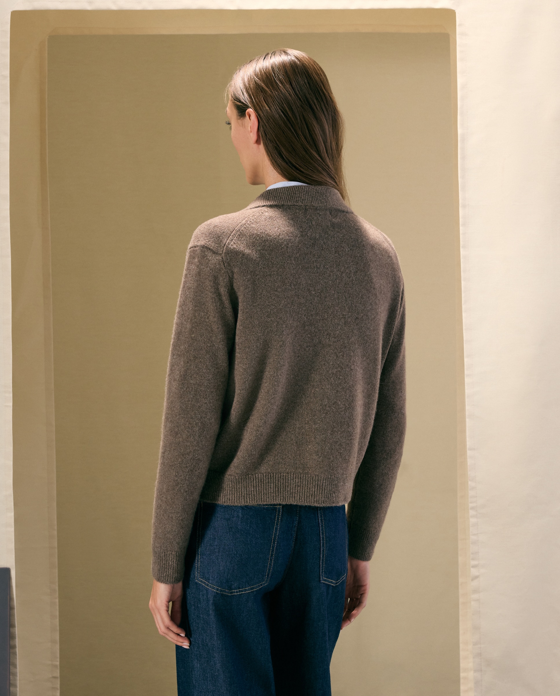 Chaqueta polo de mujer en cashmere - Woman El Corte Inglés - Visón oscuro Visón oscuro-3