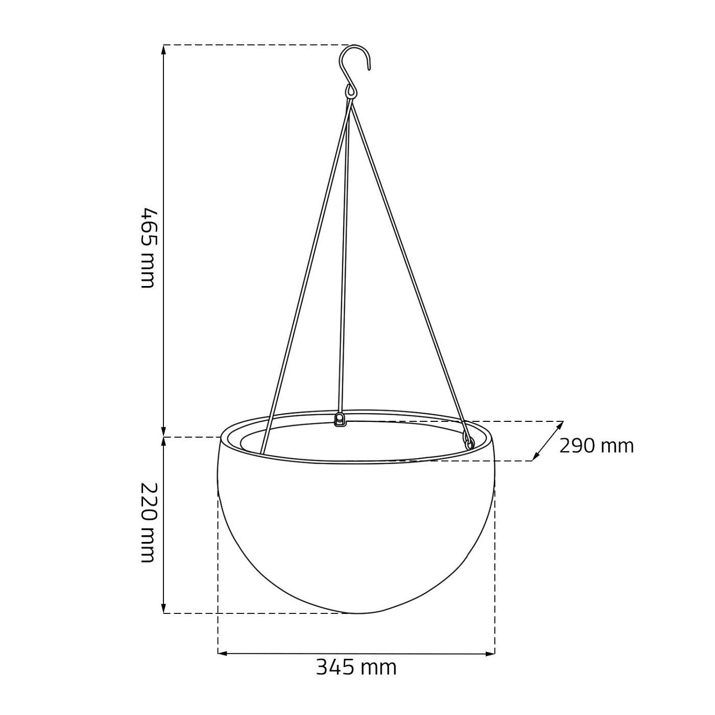 Maceta de polipropileno 35x35x22cm 8,6 L diámetro 35 cm Gris Antracita-7