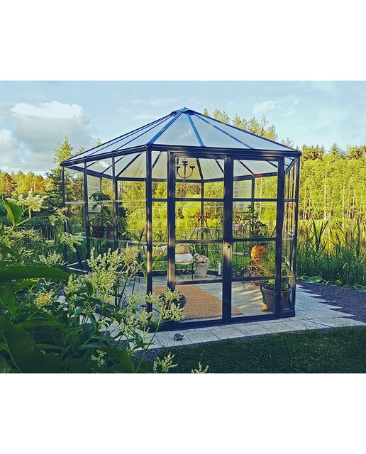 Invernadero de Policarbonato Hexagonal Oasis 245 x 212 cm Gris oscuro-2