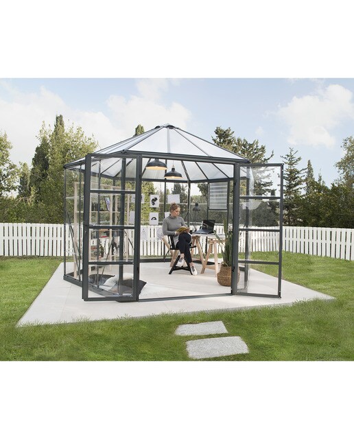 Invernadero de Policarbonato Hexagonal Oasis 245 x 212 cm Gris oscuro-3