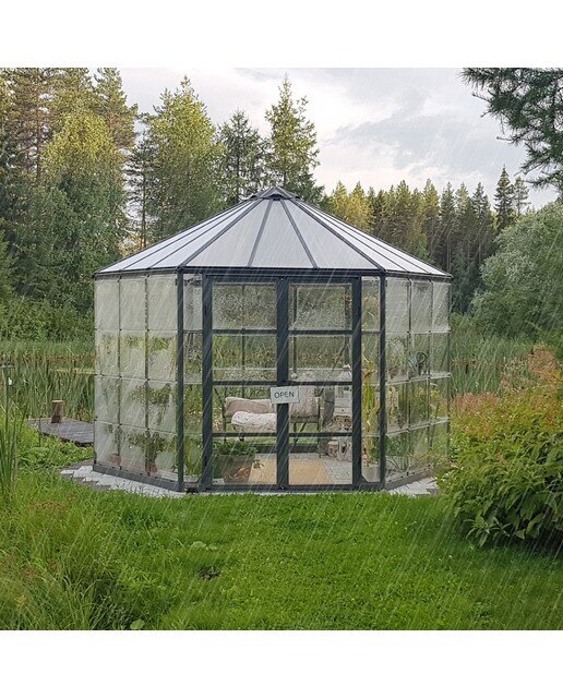Invernadero de Policarbonato Hexagonal Oasis 245 x 212 cm Gris oscuro-4
