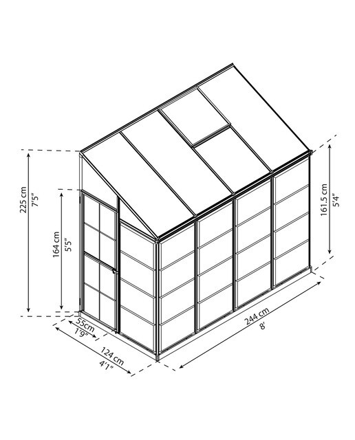 Estufa de Policarbonato Adjacente 244 x 124 cm Prateado-12