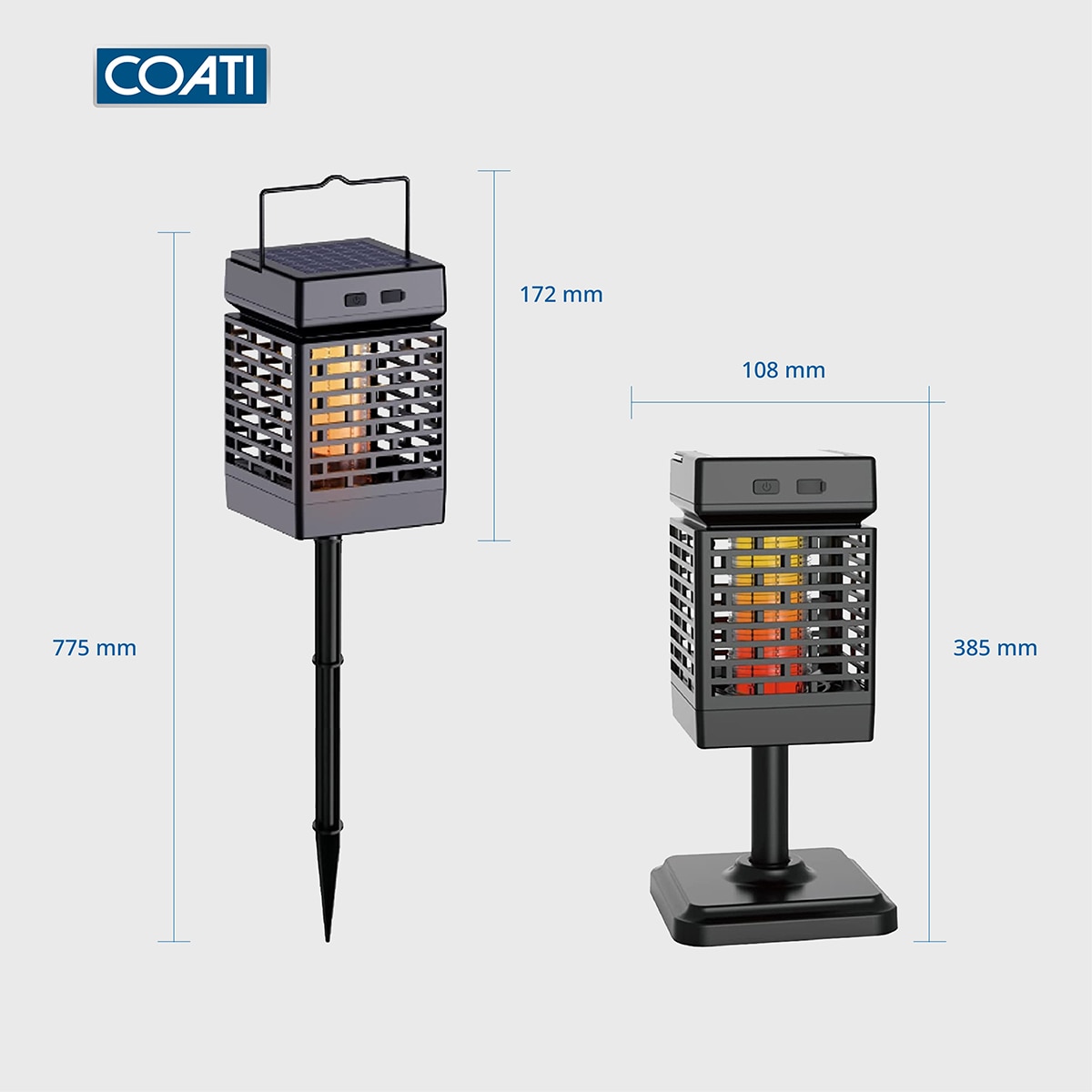 Lámpara solar recargable matamosquitos Simon Coati Negro-3