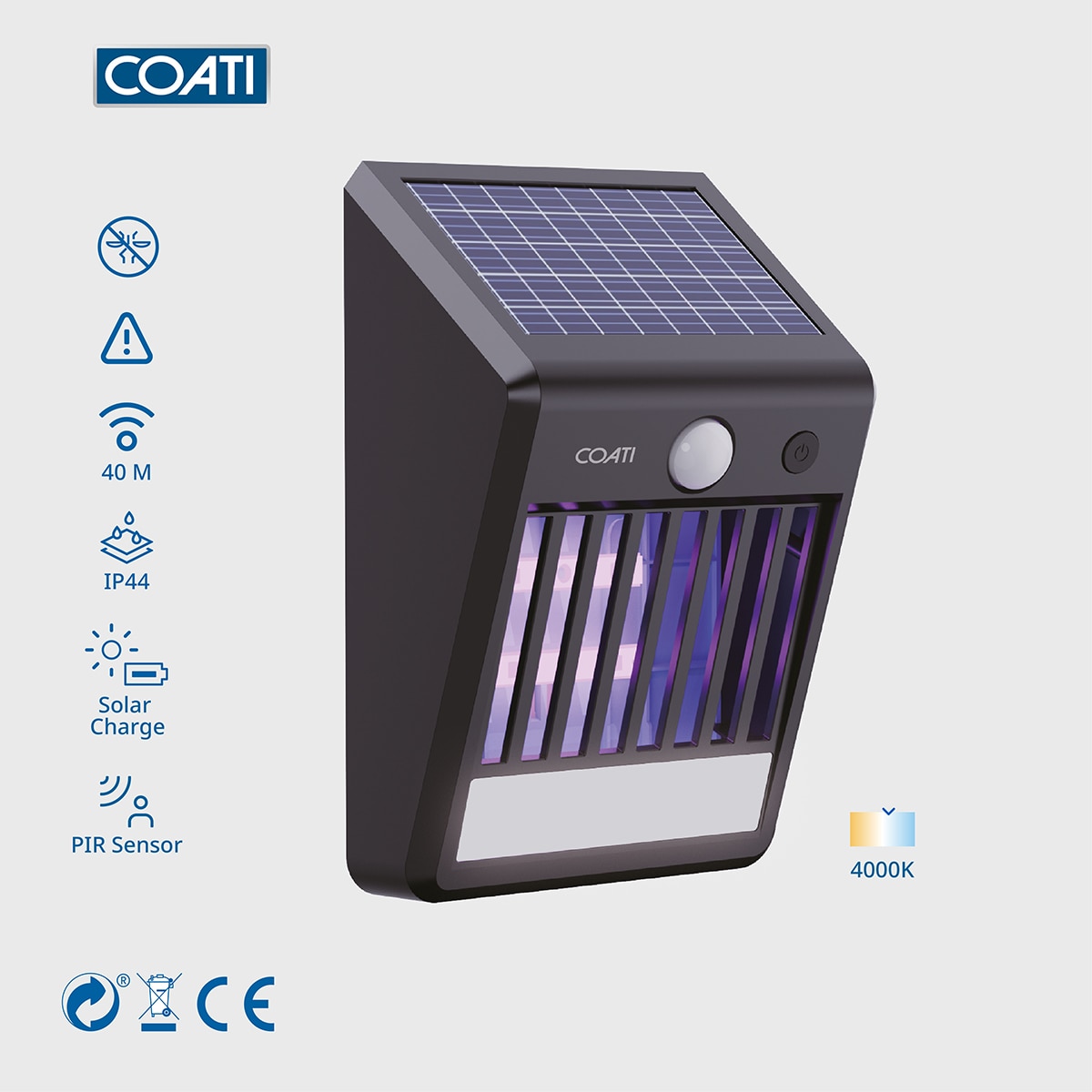 Luz de pared matamosquitos con sensor PIR Simon Coati Negro-3