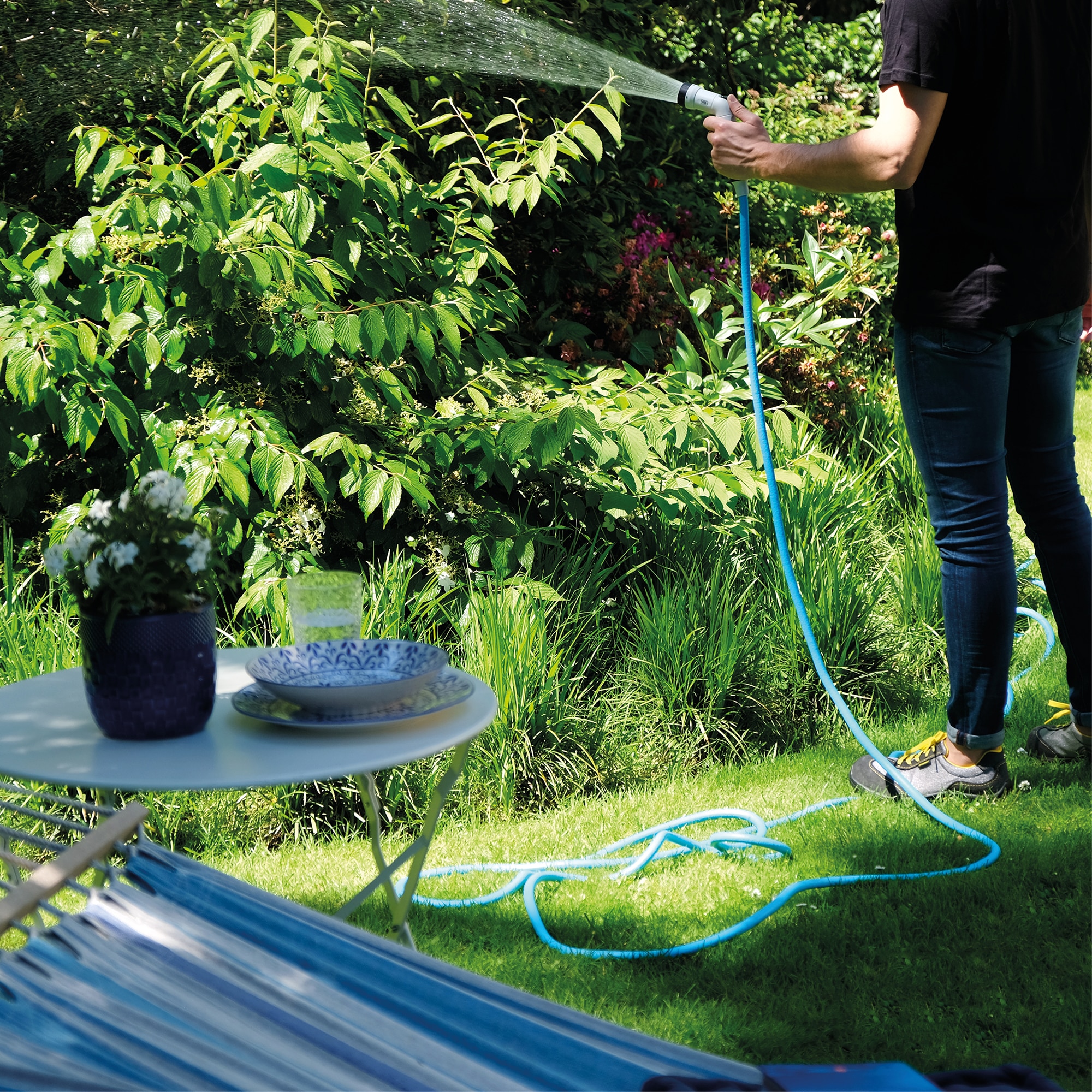 Manguera de jardín extensible IKON 15 m + accesorios Azul-6