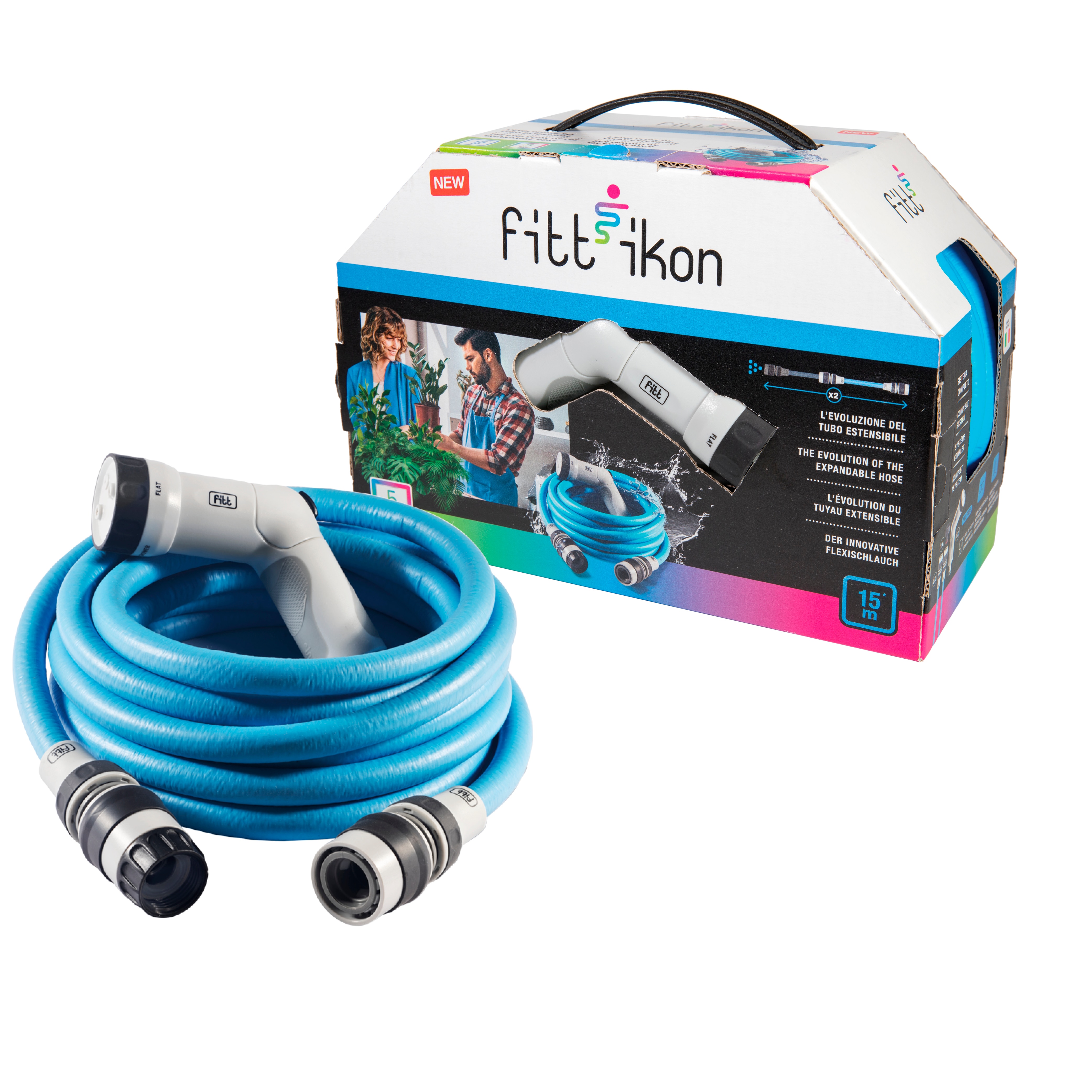 Manguera de jardín extensible IKON 15 m + accesorios Azul-7