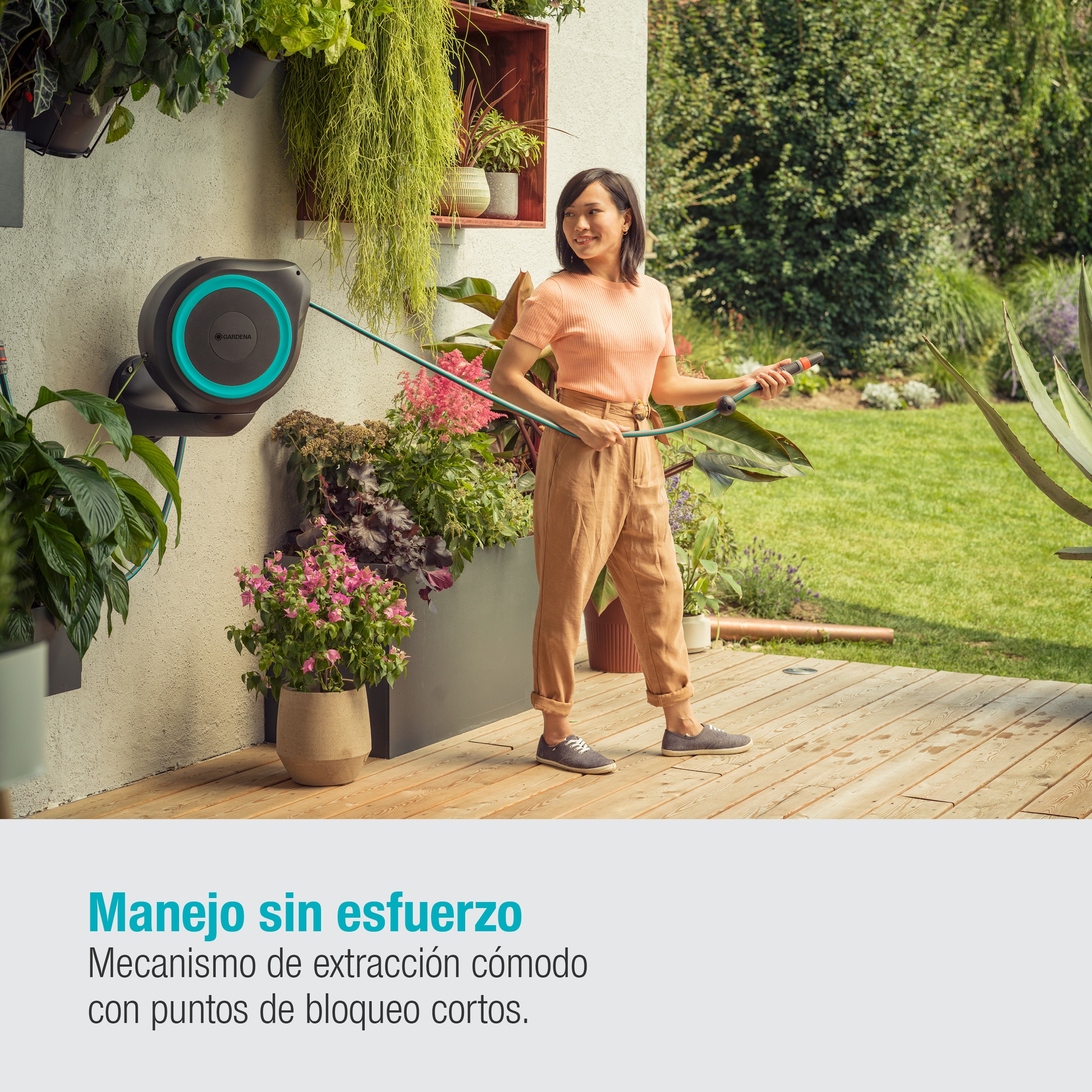 Portamanguera automático Mural RollUp S 15 m Verde / Gris oscuro-5