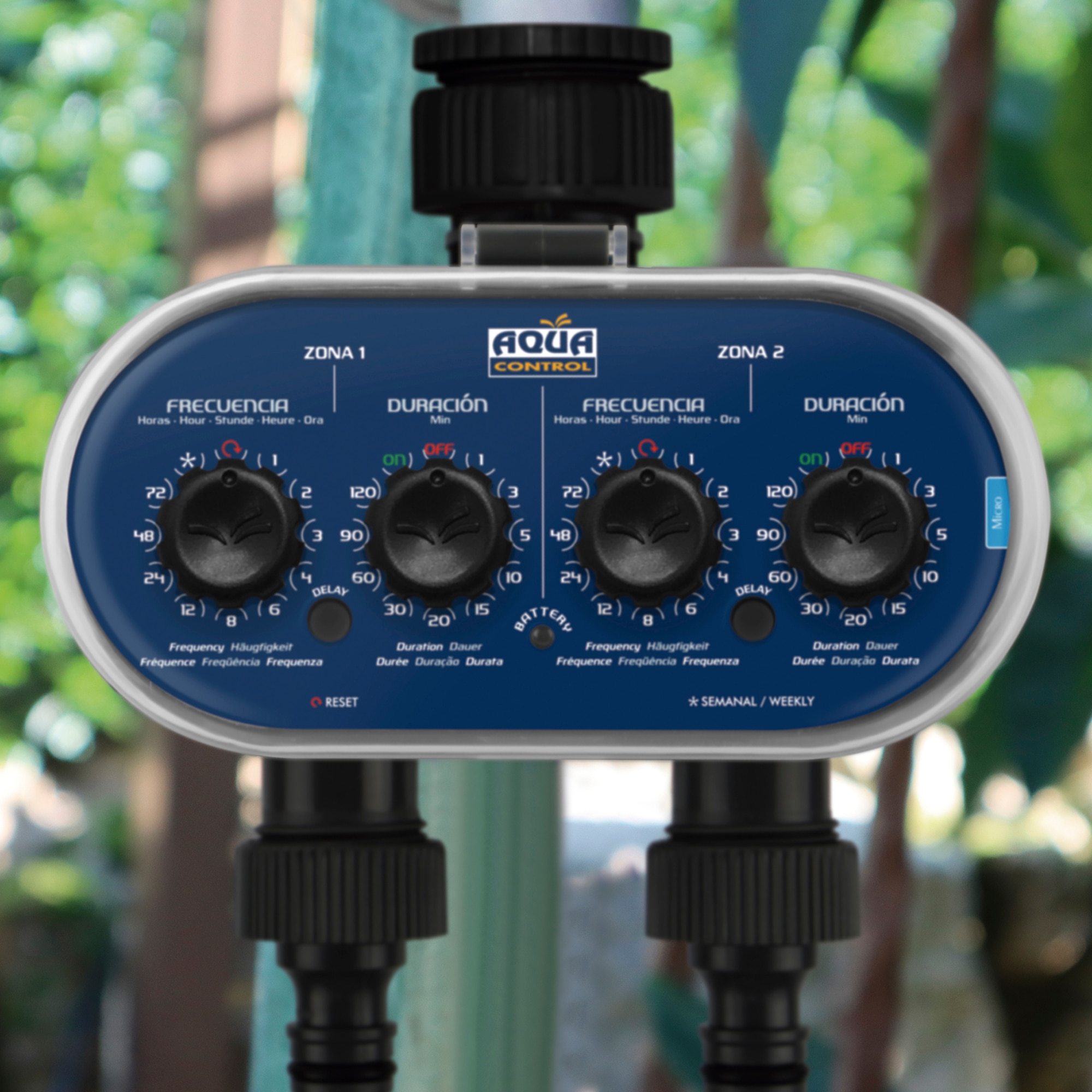 Programador de riego de grifo doble salida 3
