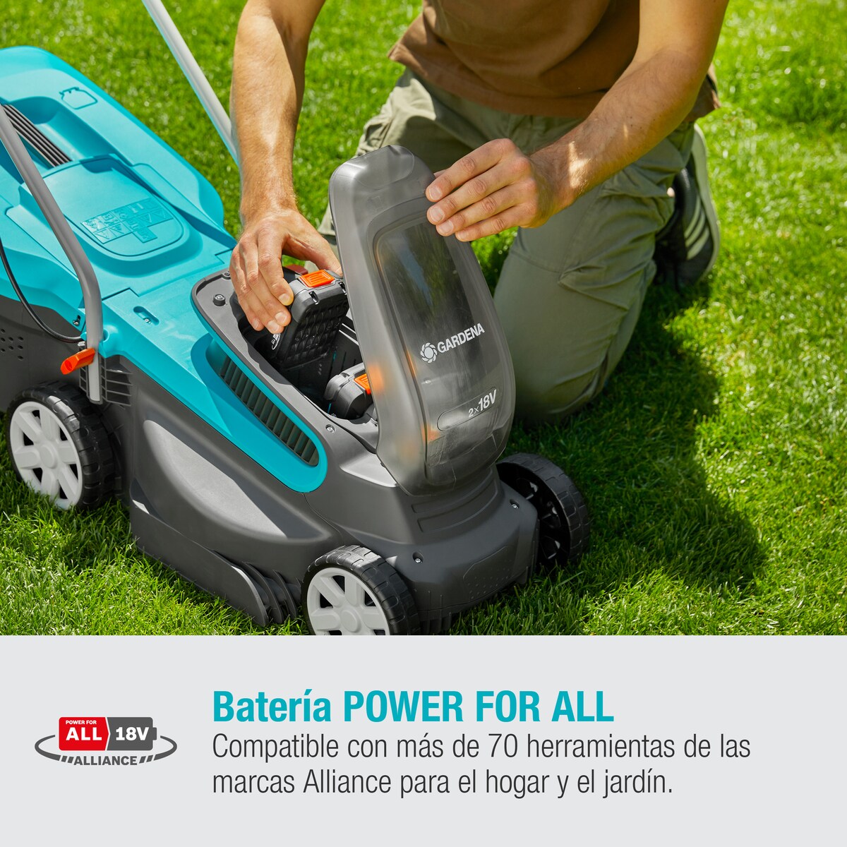 Cortacésped a batería Power Max 32/2x18 V Power for All Gris / Azul-4