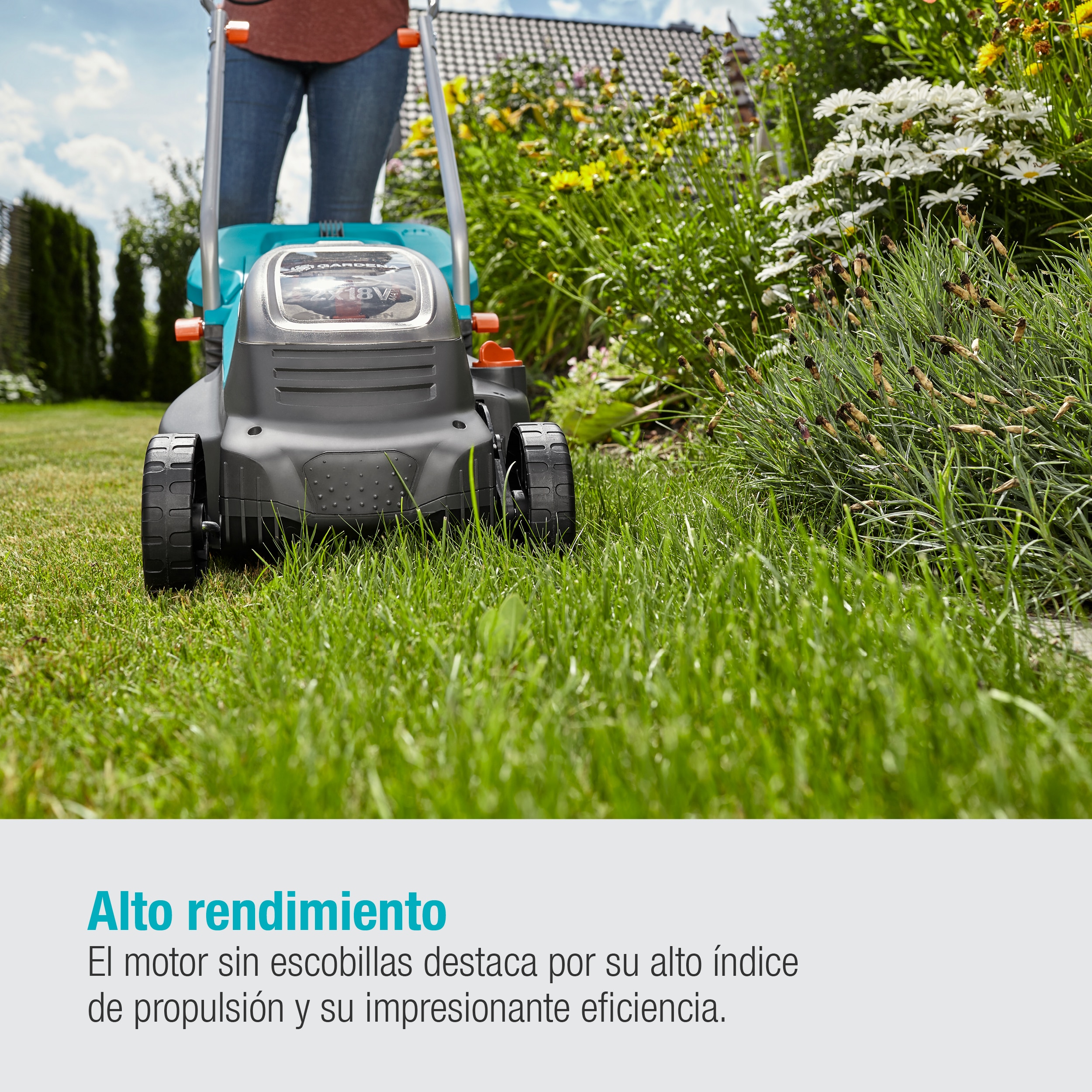 Cortacésped a batería Power Max 32/2x18 V Power for All Gris / Azul-6