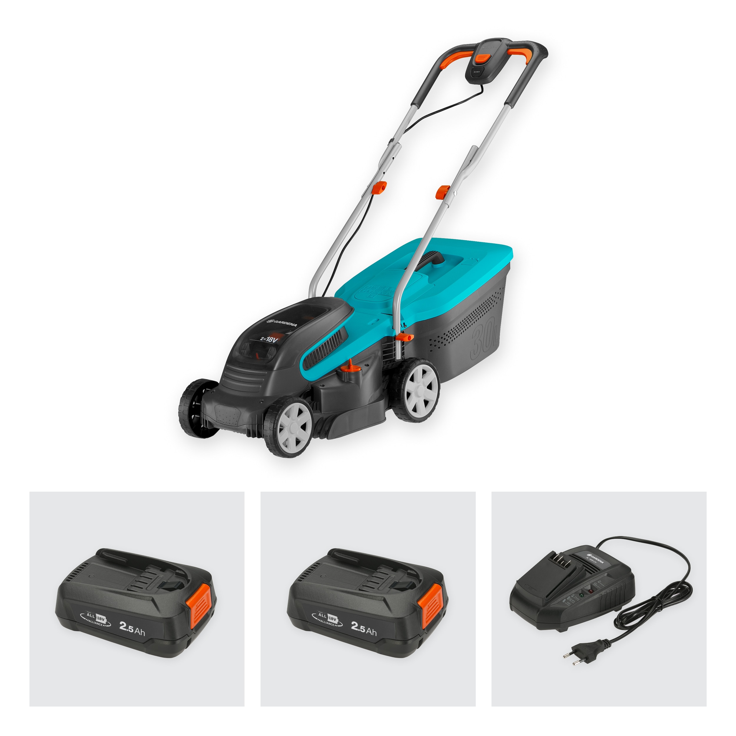 Cortacésped a batería Power Max 32/2x18 V Power for All Gris / Azul-8