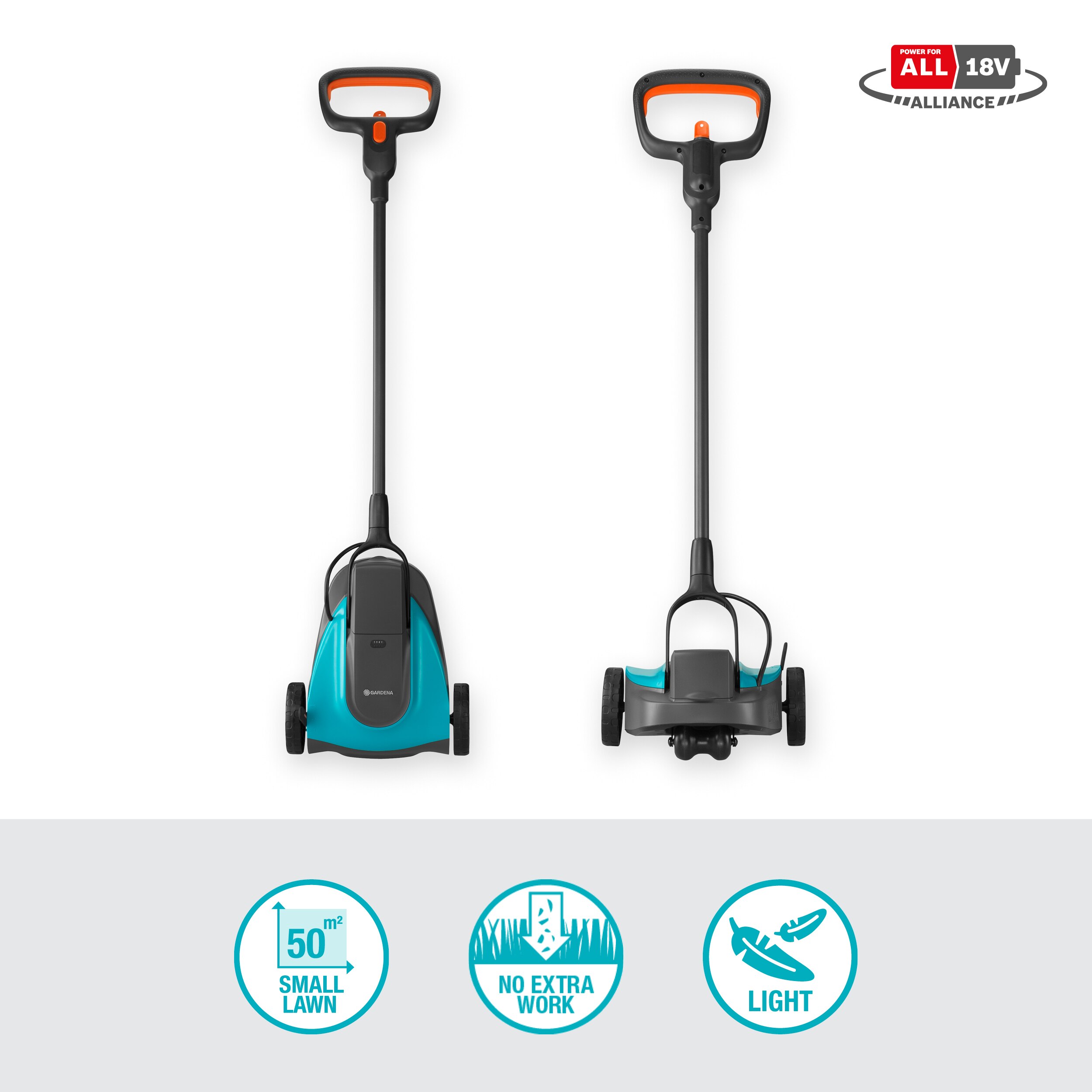 Cortacésped a batería jardines pequeños 22/18 V HandyMower Power for All Gris / Azul-2