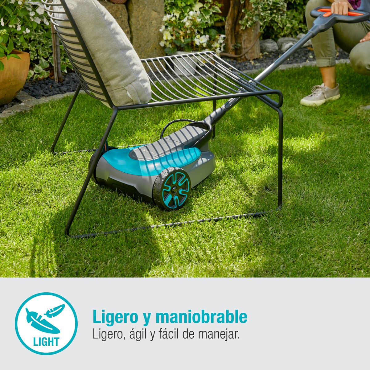 Cortacésped a batería jardines pequeños 22/18 V HandyMower Power for All Gris / Azul-6