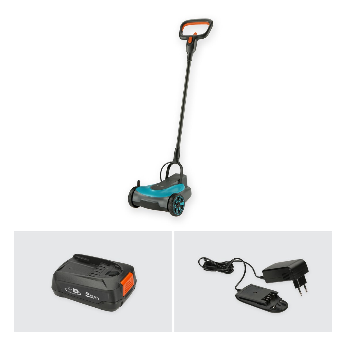 Cortacésped a batería jardines pequeños 22/18 V HandyMower Power for All Gris / Azul-8