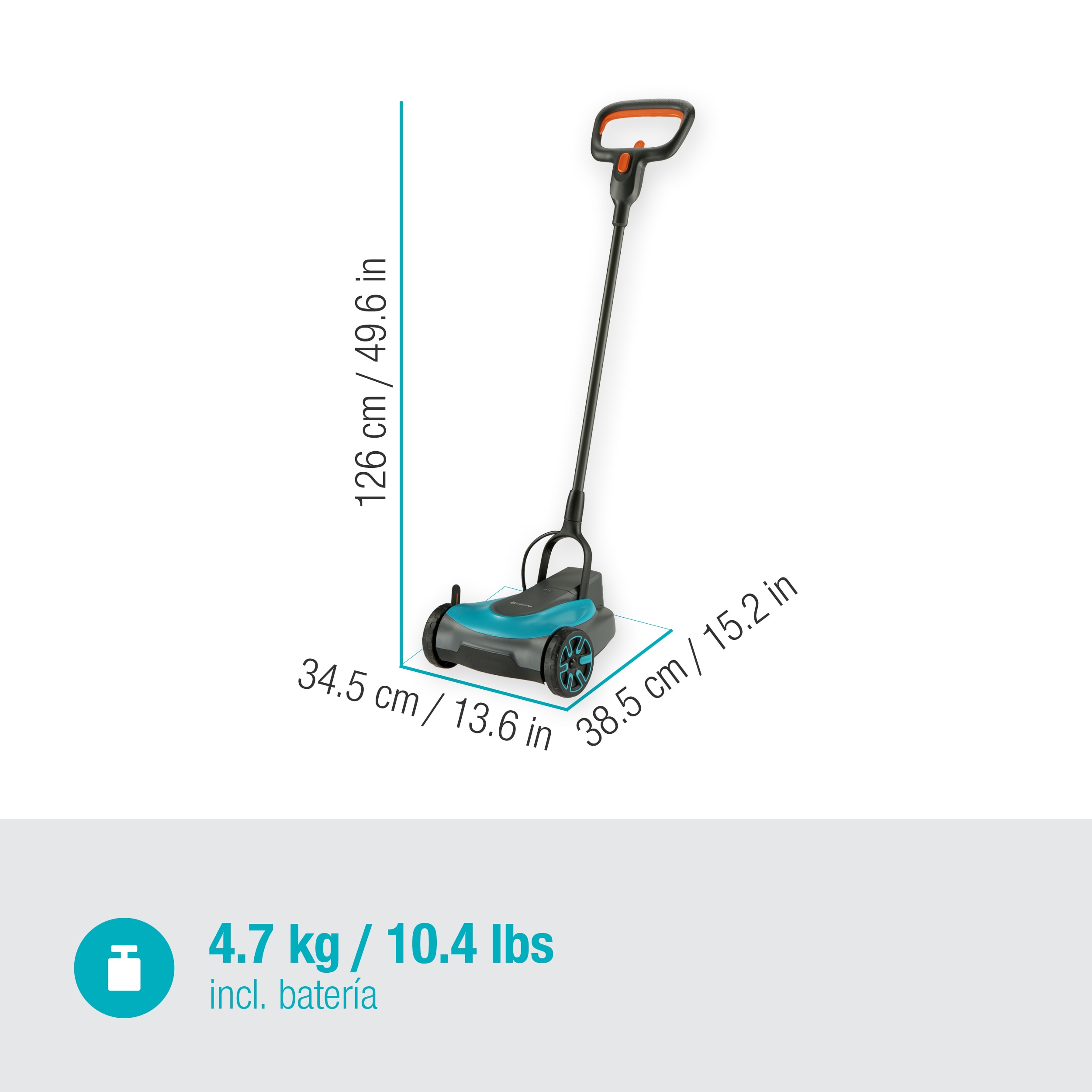 Cortacésped a batería jardines pequeños 22/18 V HandyMower Power for All Gris / Azul-9