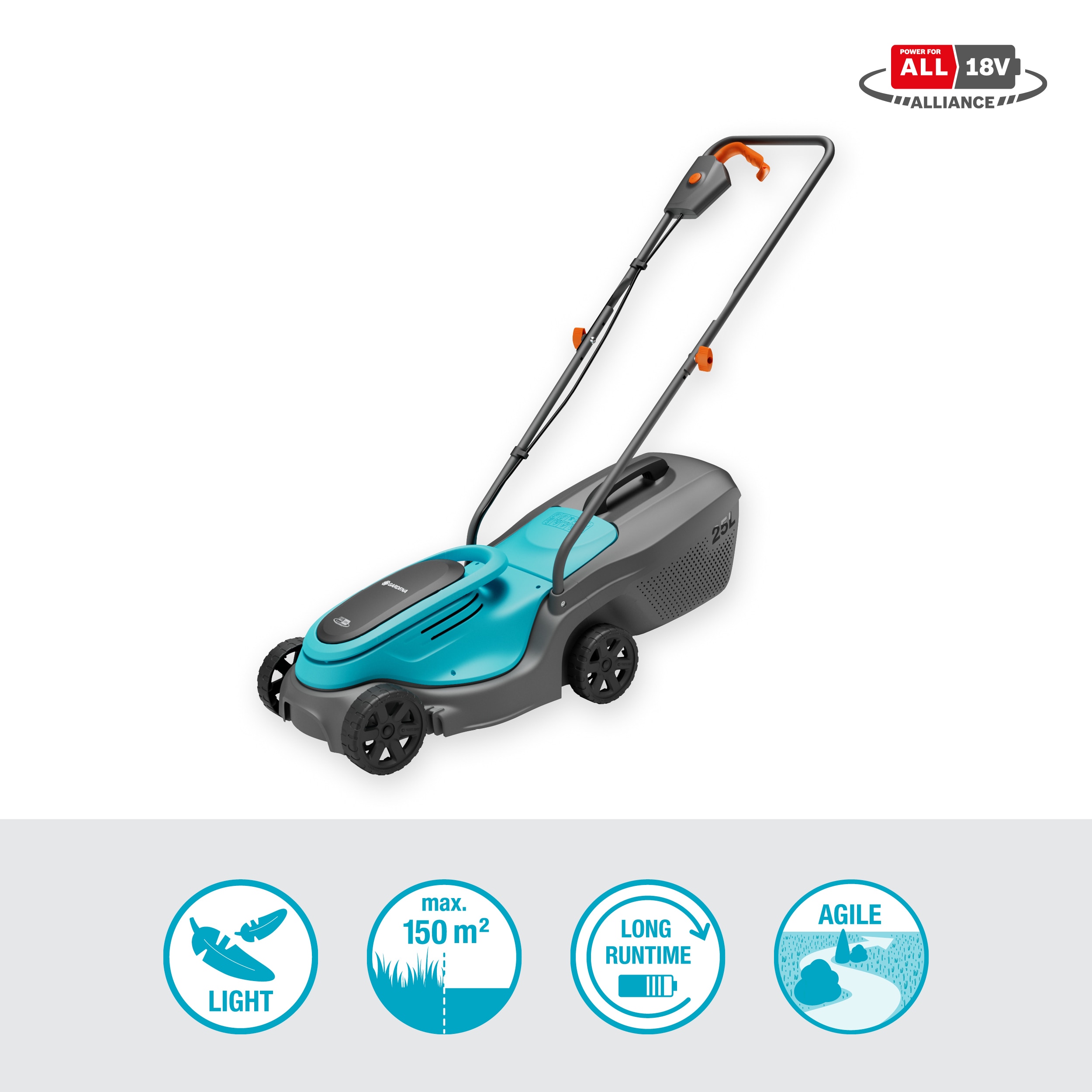 Corta-Relva a Bateria Power Max 30/18 V Power for All Cinzento / Azul-2