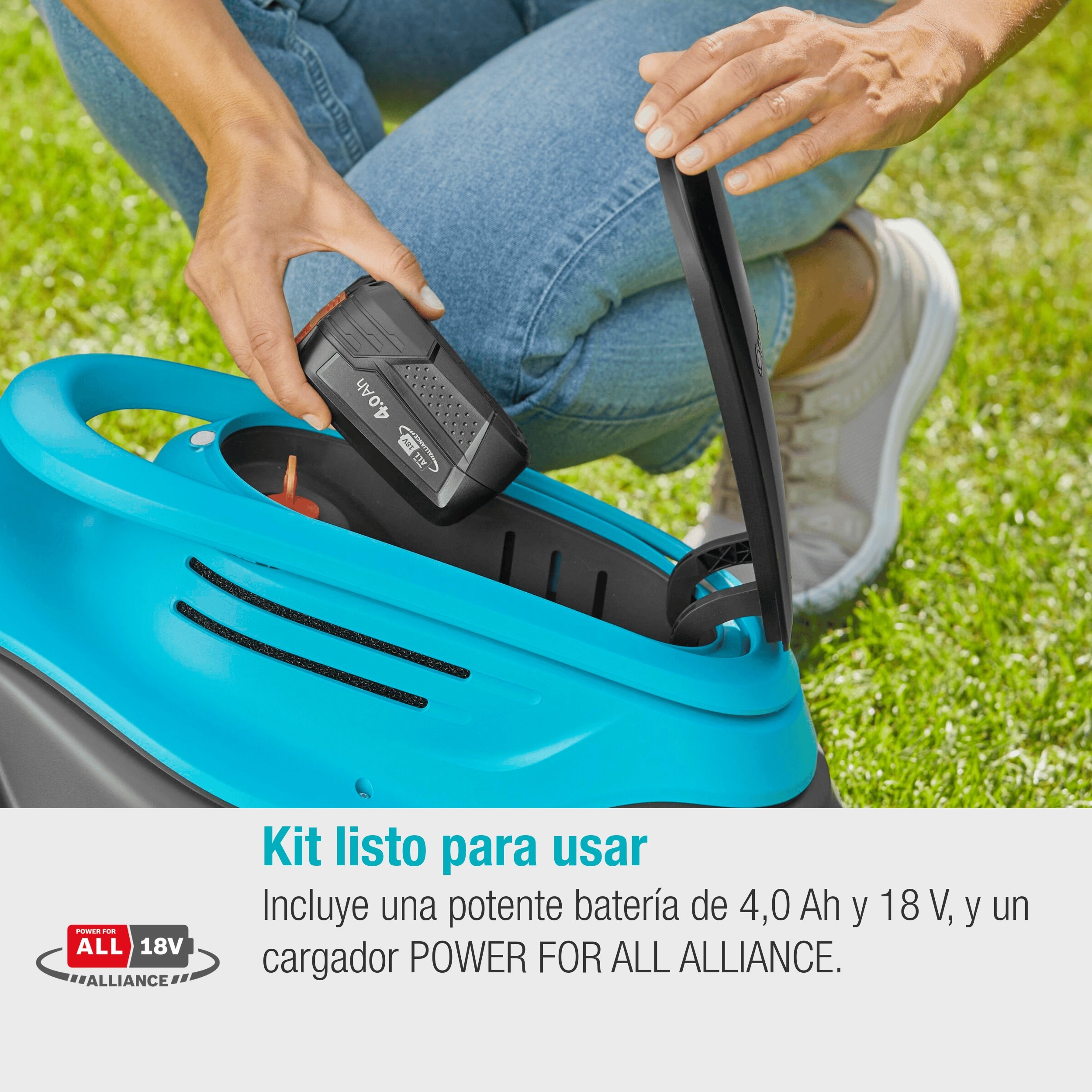 Corta-Relva a Bateria Power Max 30/18 V Power for All Cinzento / Azul-4