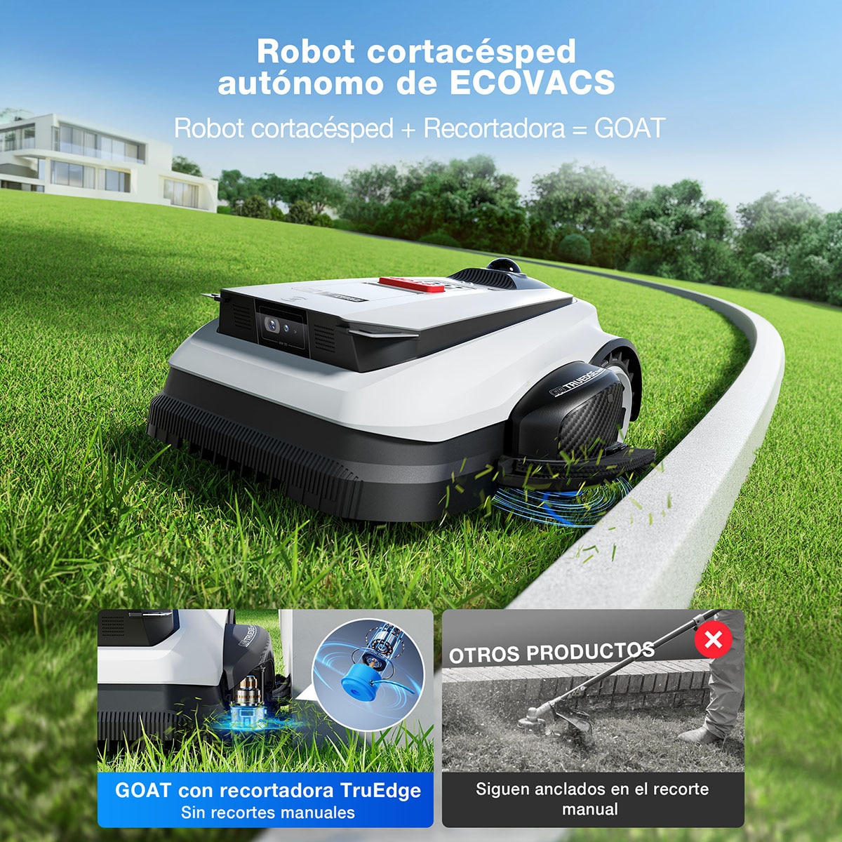 Robot Corta césped Ecovacs Goat A1600 LiDAR Navegación inteligente Blanco-3