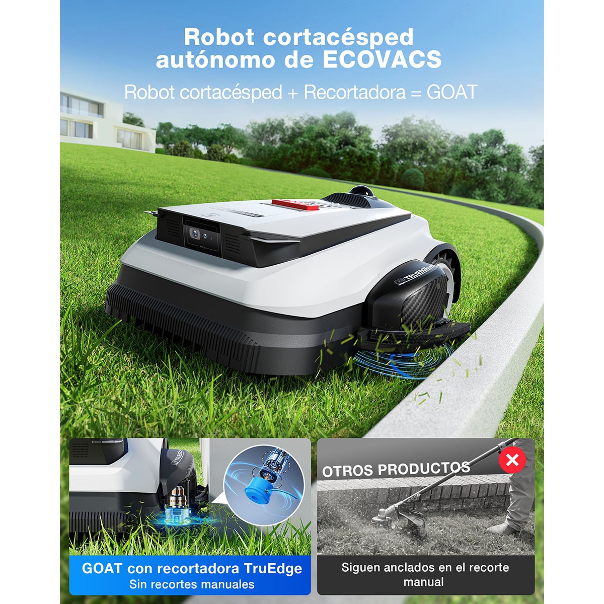 Robot Corta césped Ecovacs Goat A1600 LiDAR Navegación inteligente Blanco-11
