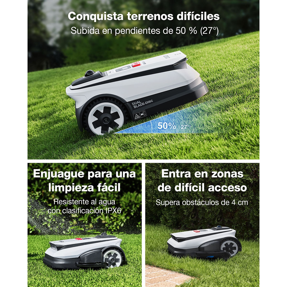 Robot Corta césped Ecovacs Goat A1600 LiDAR Navegación inteligente Blanco-16
