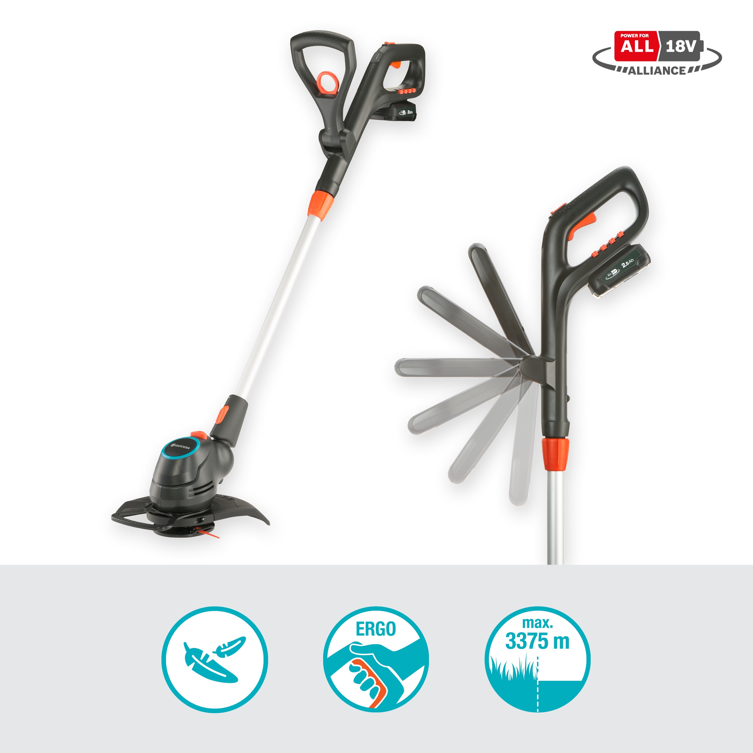 Cortabordes Batería ComfortCut 23/18V Power for All Gris / Azul-2