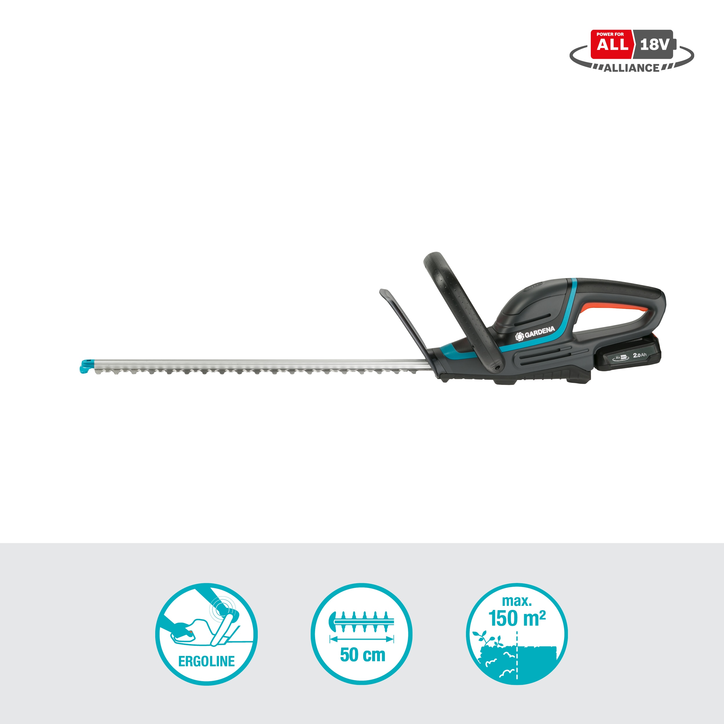 Cortasetos a batería ComfortCut 50/18V Power for All Gris / Azul-2