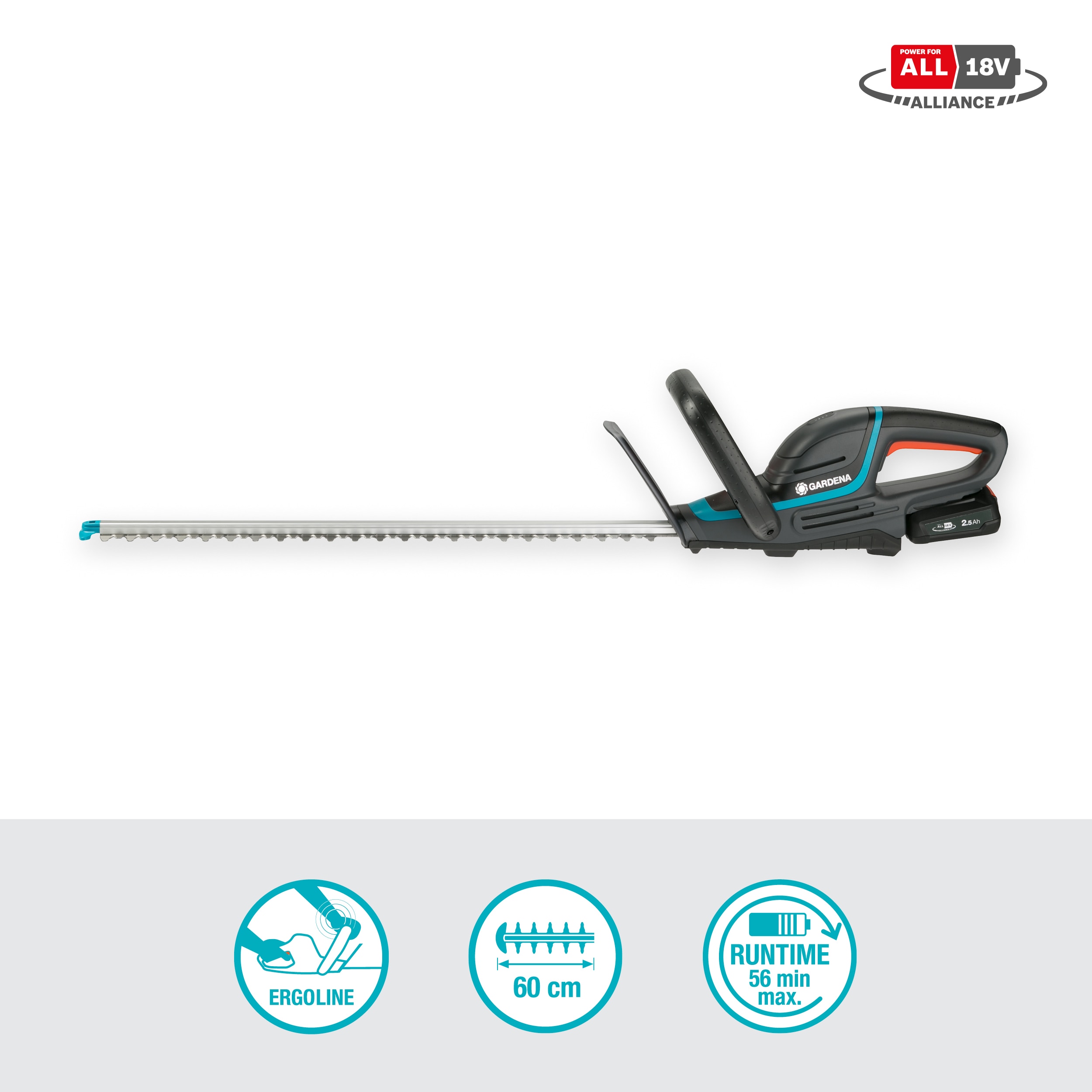 Cortasetos a batería ComfortCut 60/18V Power for All Gris / Azul-2