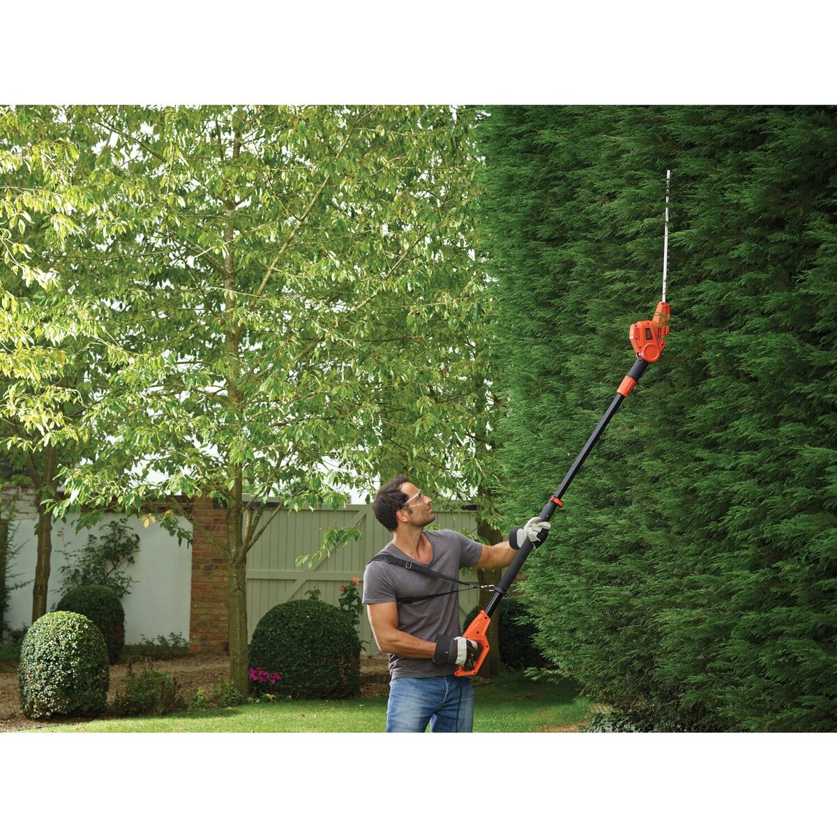 Corta-sebes Telescópico Laranja / Preto-5