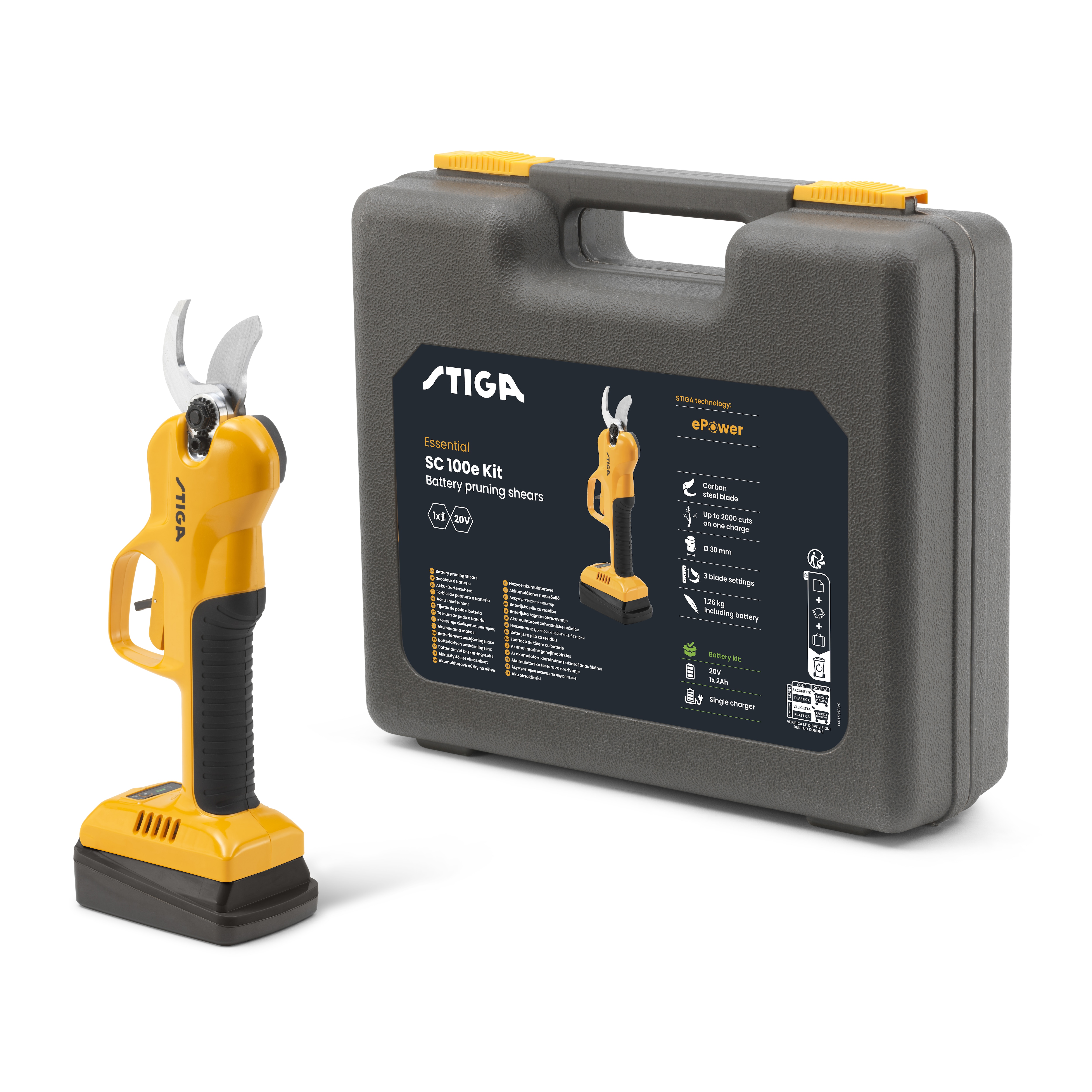 Tijera de Poda de Batería SC 100e Kit Amarillo / Negro-4