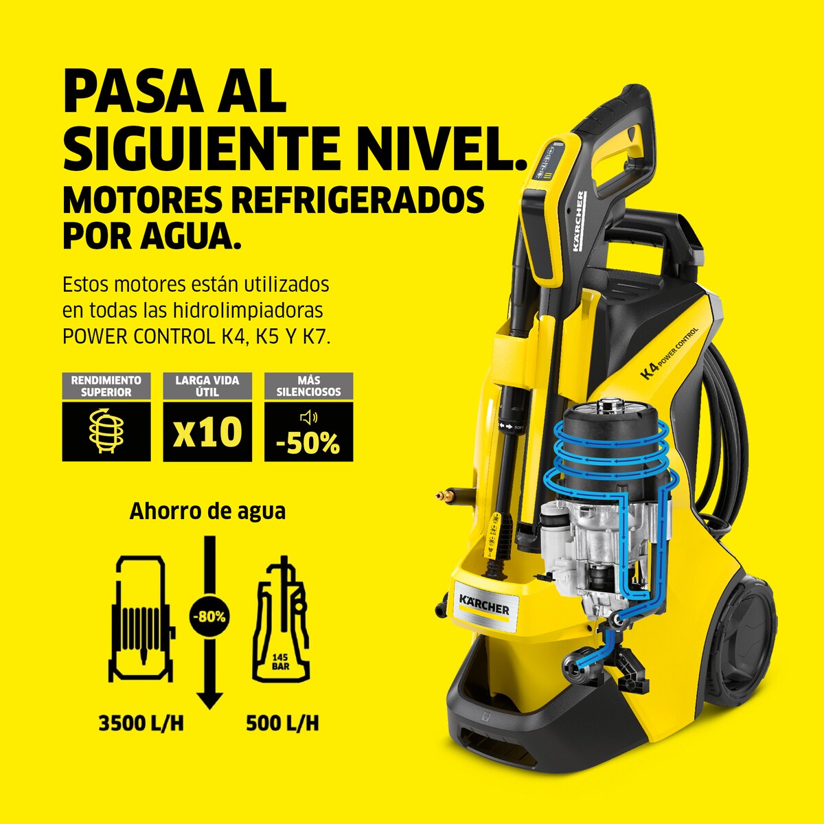 Hidrolimpiadora eléctrica 130 bar K4 PC Home Amarillo / Negro-3