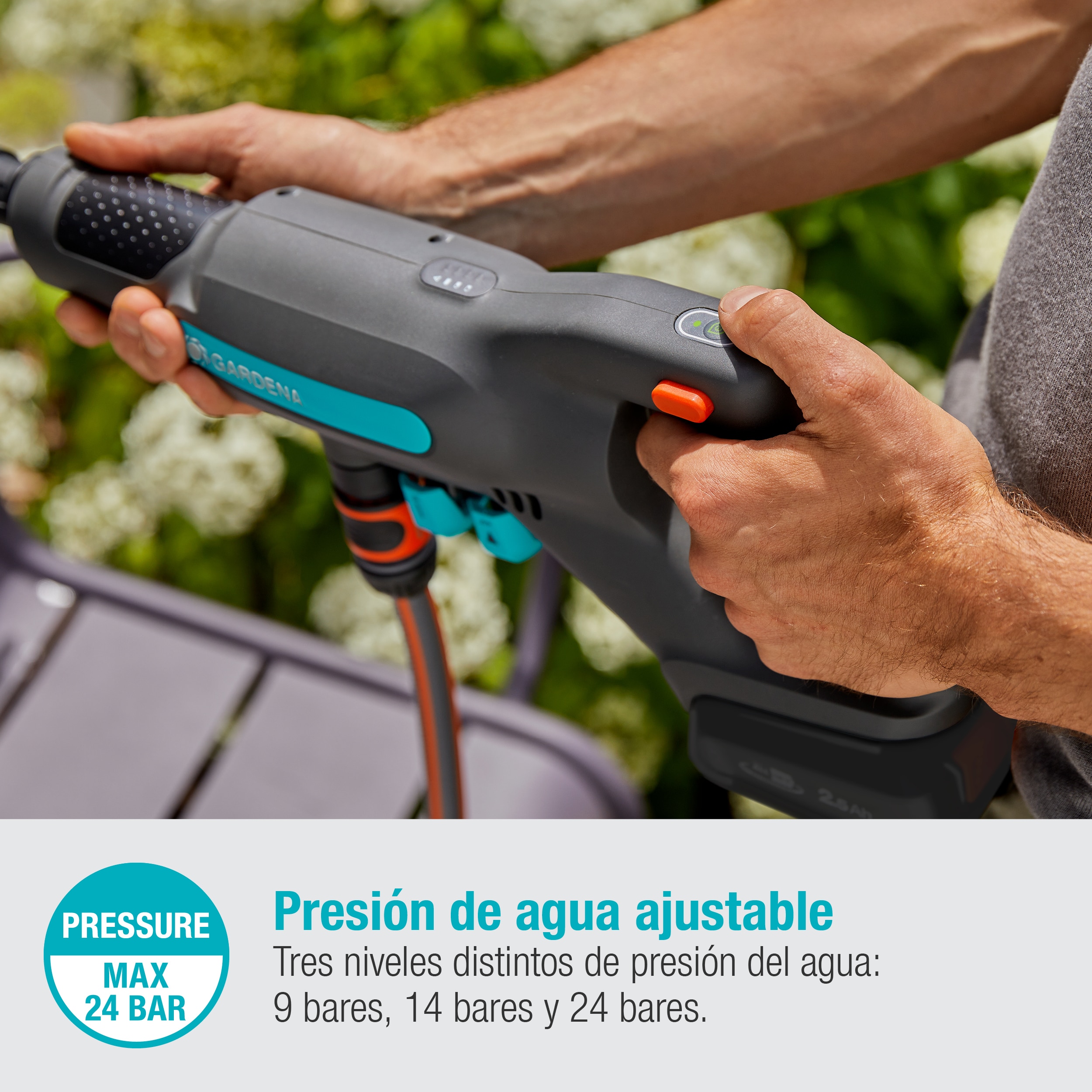 Hidrolimpiadora Alta Presión a batería AquaClean 124/8 V Power for All Gris / Azul-3