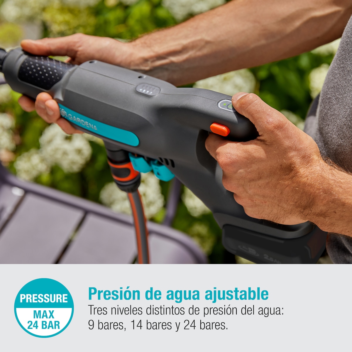 Hidrolimpiadora Alta Presión a batería AquaClean 124/8 V Power for All Gris / Azul-3