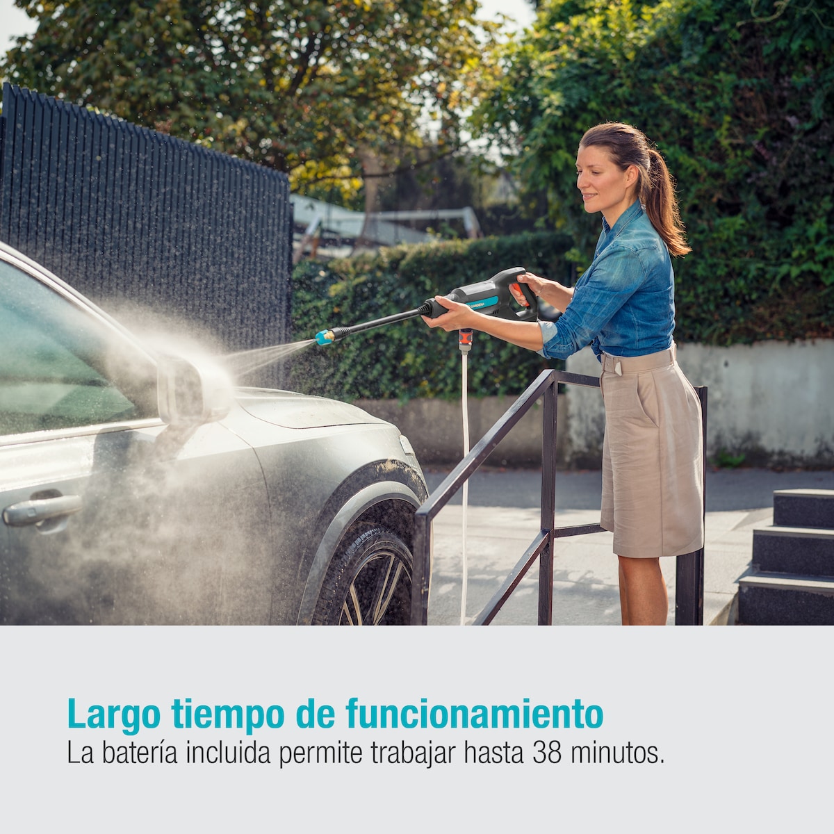 Hidrolimpiadora Alta Presión a batería AquaClean 124/8 V Power for All Gris / Azul-6