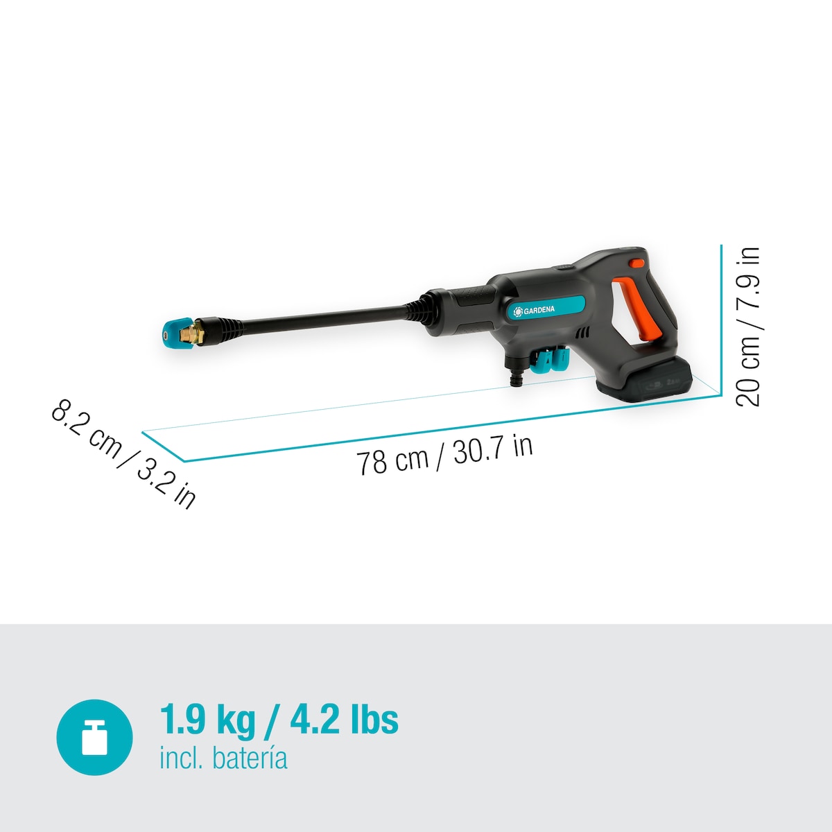 Hidrolimpiadora Alta Presión a batería AquaClean 124/8 V Power for All Gris / Azul-9