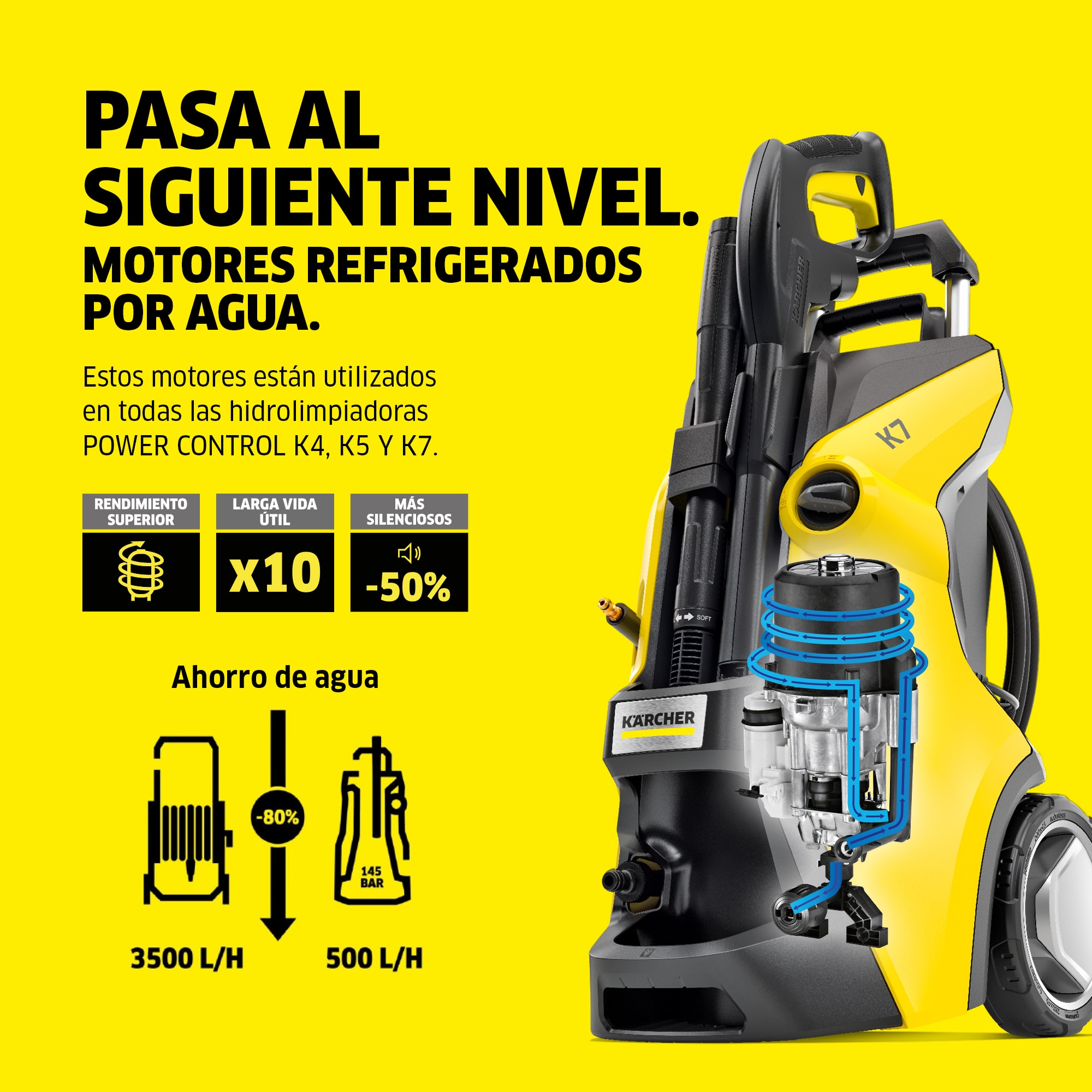 Hidrolimpiadora eléctrica 180 bar K7 PP Amarillo / Negro-9