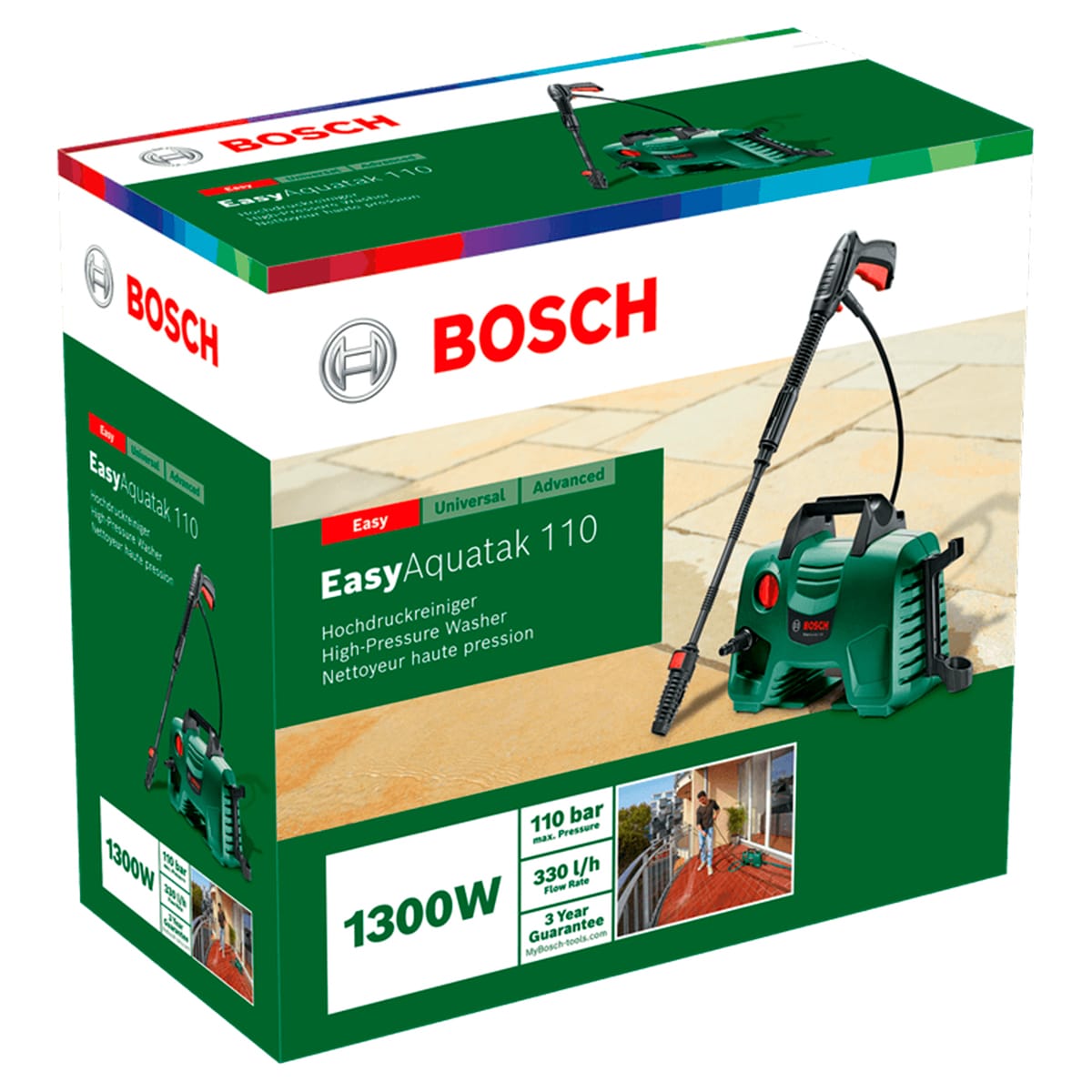 Hidrolimpiadora eléctrica 110 bar 1.300 W Verde / Negro-3