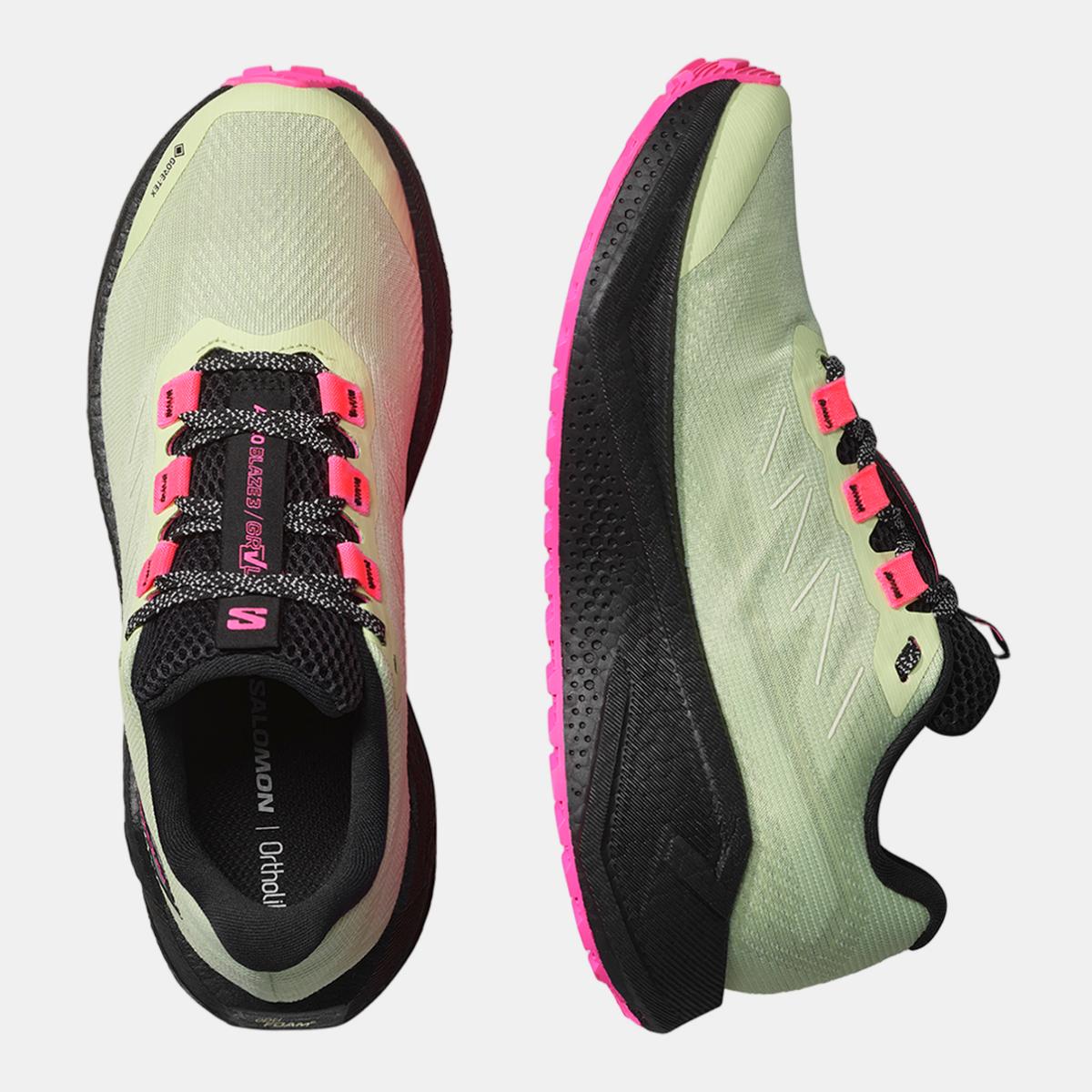 Zapatilla de running para grava para mujer AERO BLAZE 3 GRVL GTX W SALOMON - Verde / Negro Verde / Negro-3