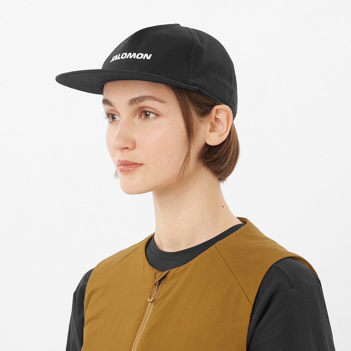 Gorra con visera plana unisex LOGO FLAT CAP SALOMON - Negro Negro-4