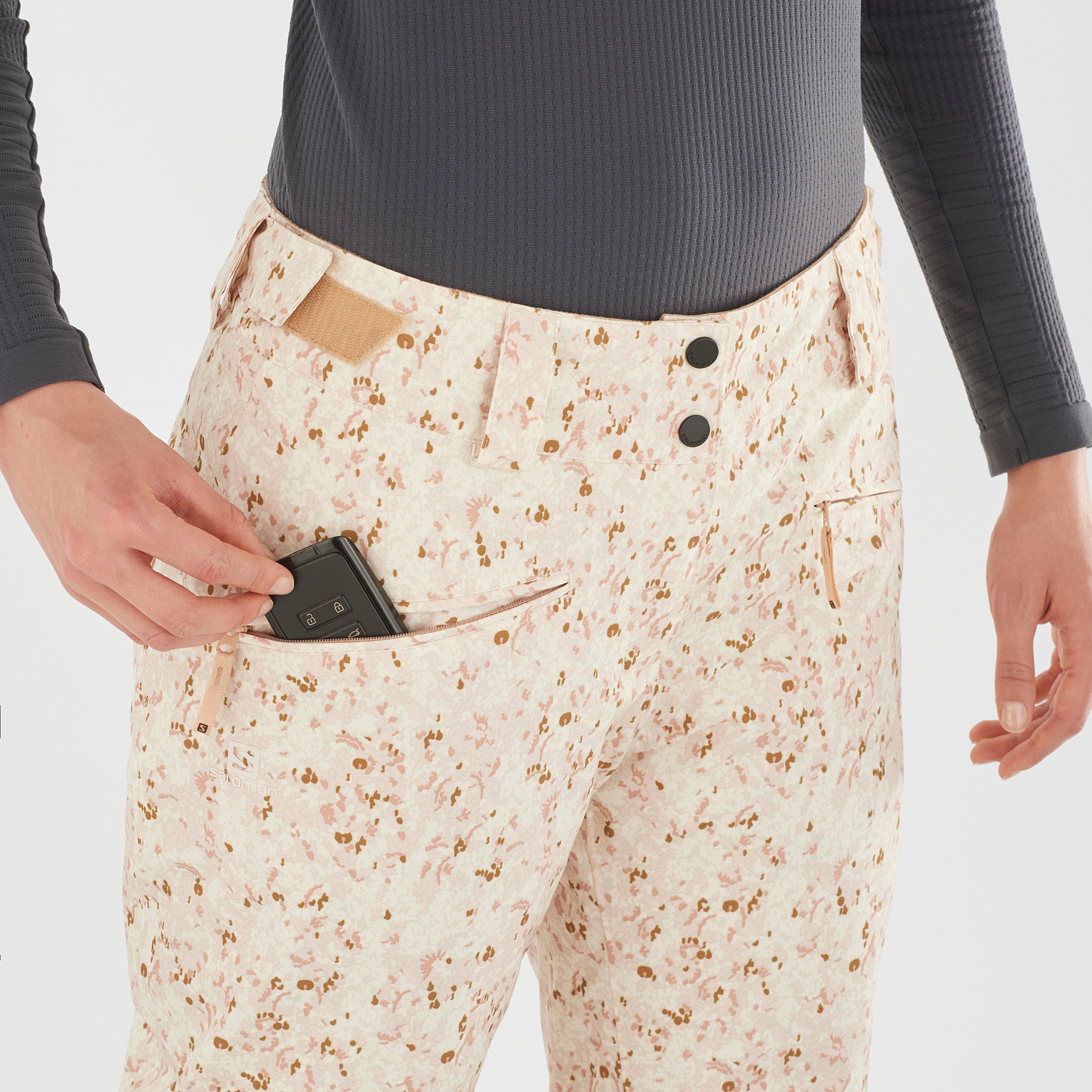Pantalones para mujer EDGE PANT W SALOMON - Blanco / Marrón Blanco / Marrón-4