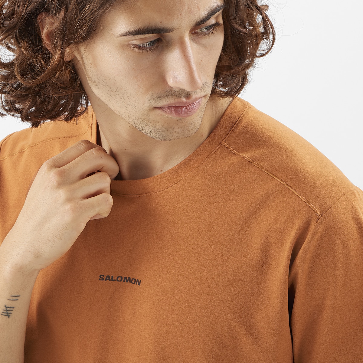 T-shirt de Manga Curta Trackline Castanho-4