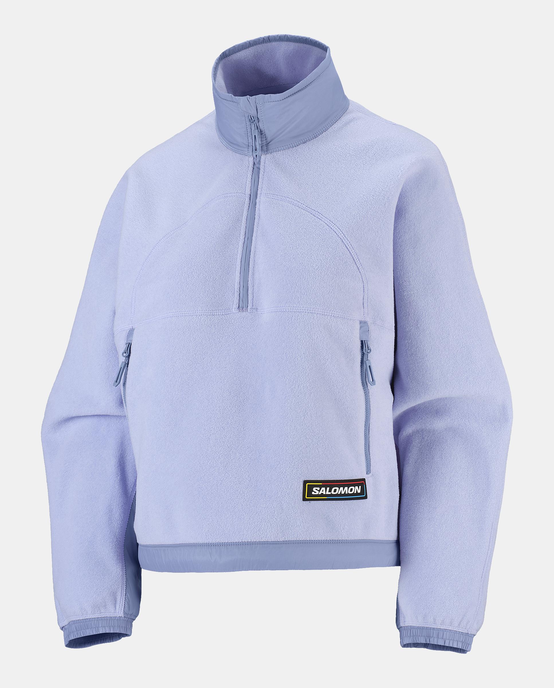 Salomon Prenda intermedia de media cremallera para mujer CHROMA FLEECE CROP HZ W Azul
