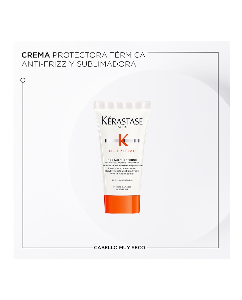 Cofre Nutritive con Champú Bain Satin Riche, Acondicionador Lait Vital y Nectar Thermique Kérastase 4