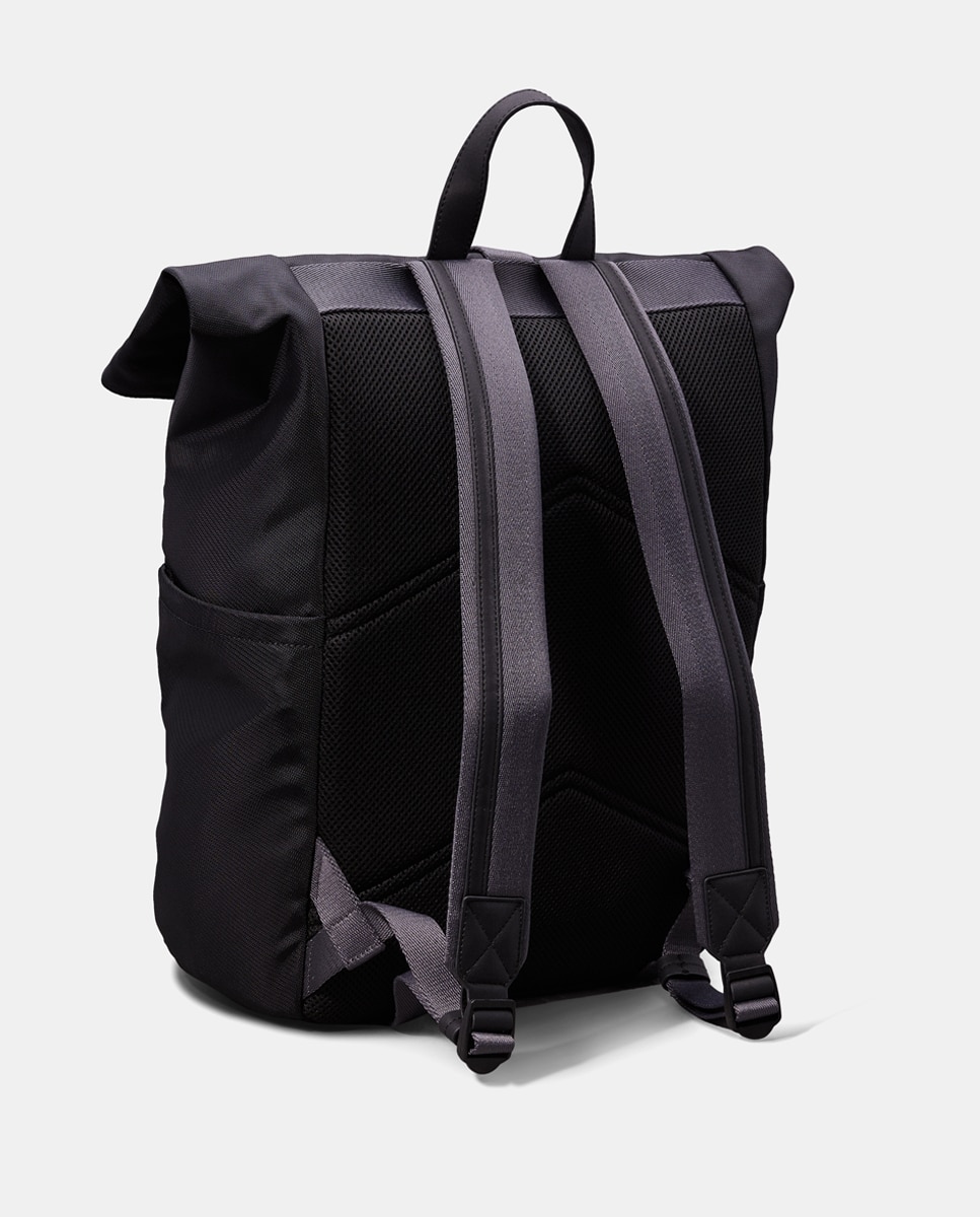 Mochila com a Parte Superior Enrolável Preto-3