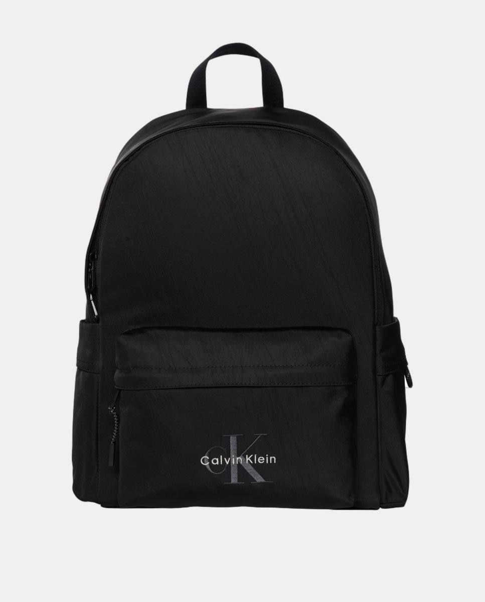 Imagen 0 de Mochila de nylon Calvin Klein con logo frontal en el bolsillo delantero Negro