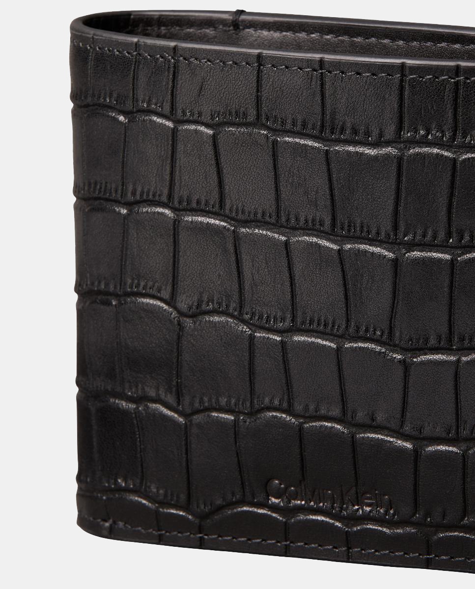 Carteira com Textura de Crocodilo Preto-4