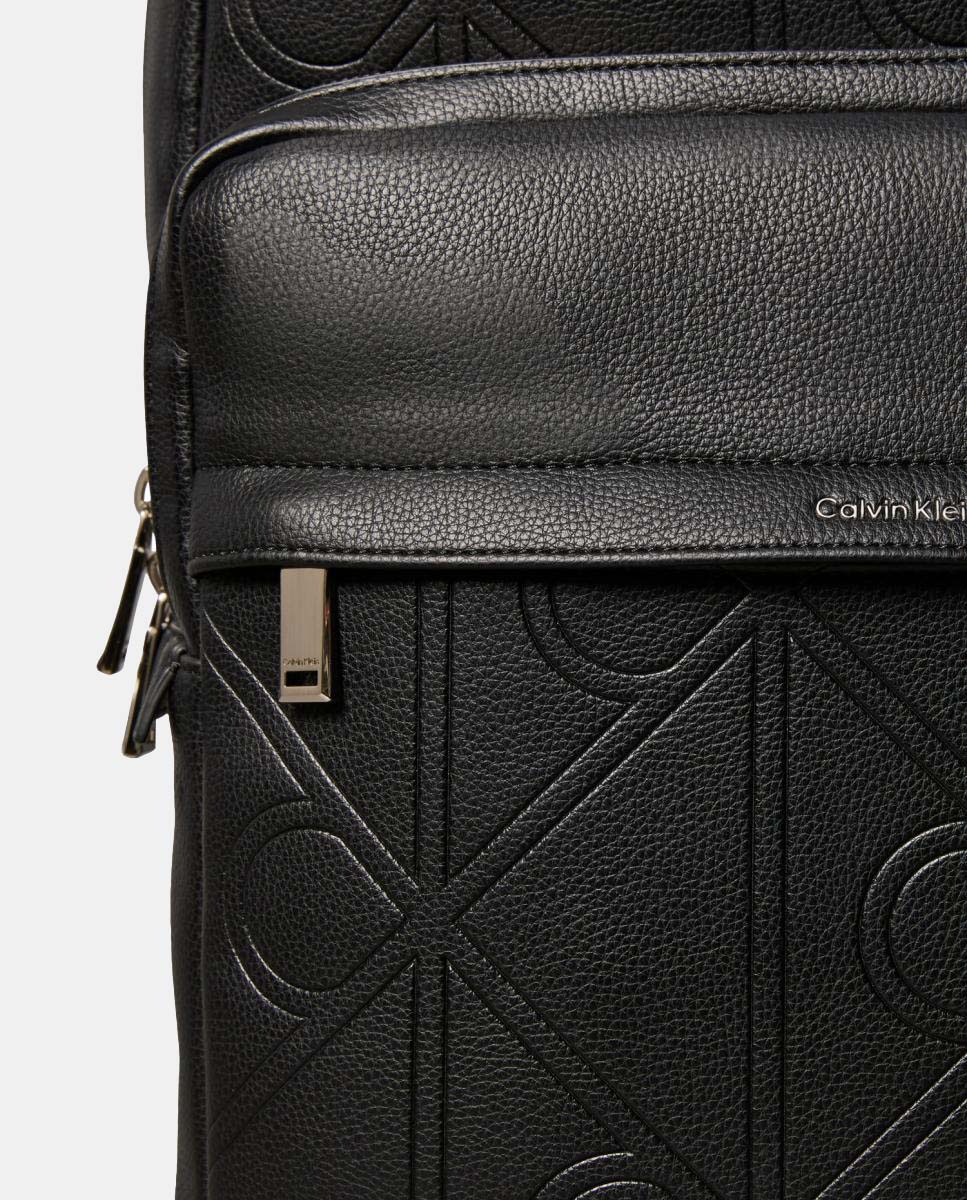 Mochila com Estampado de Emblema com Monograma Preto-3