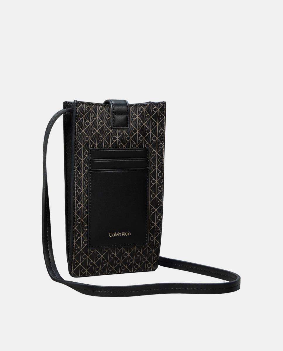 Porta-Telemóvel com Estampado de Emblema com Monograma Preto-2