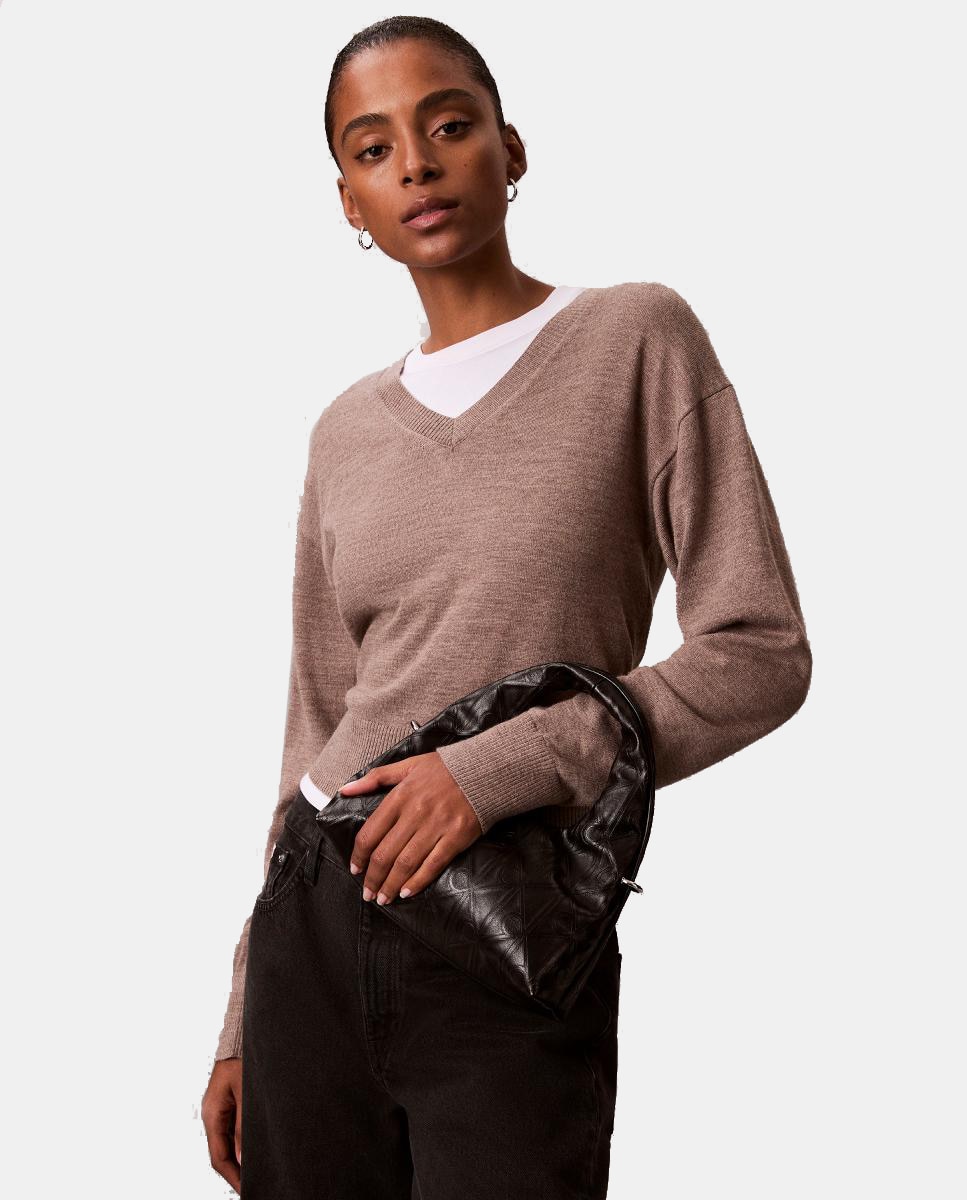 Mala de Ombro com Estampado de Monograma Preto-2
