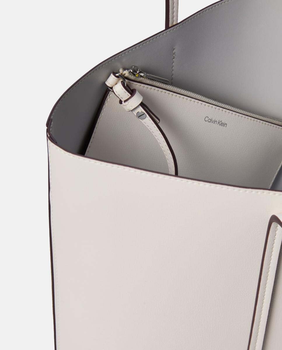Mala Tipo Tote com Logótipo CK Branco-3
