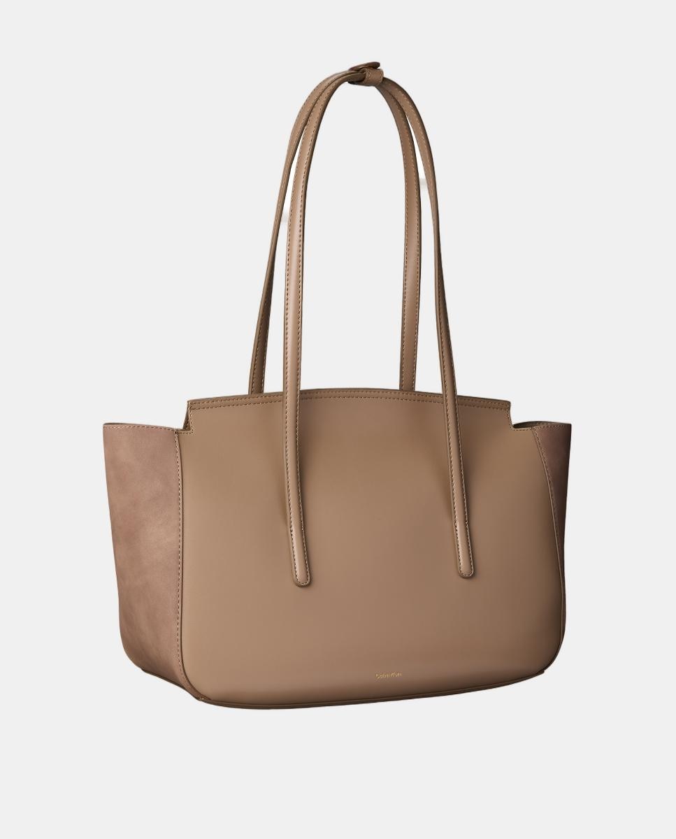 Mala Tipo Tote com Detalhe Dourado Castanho-2